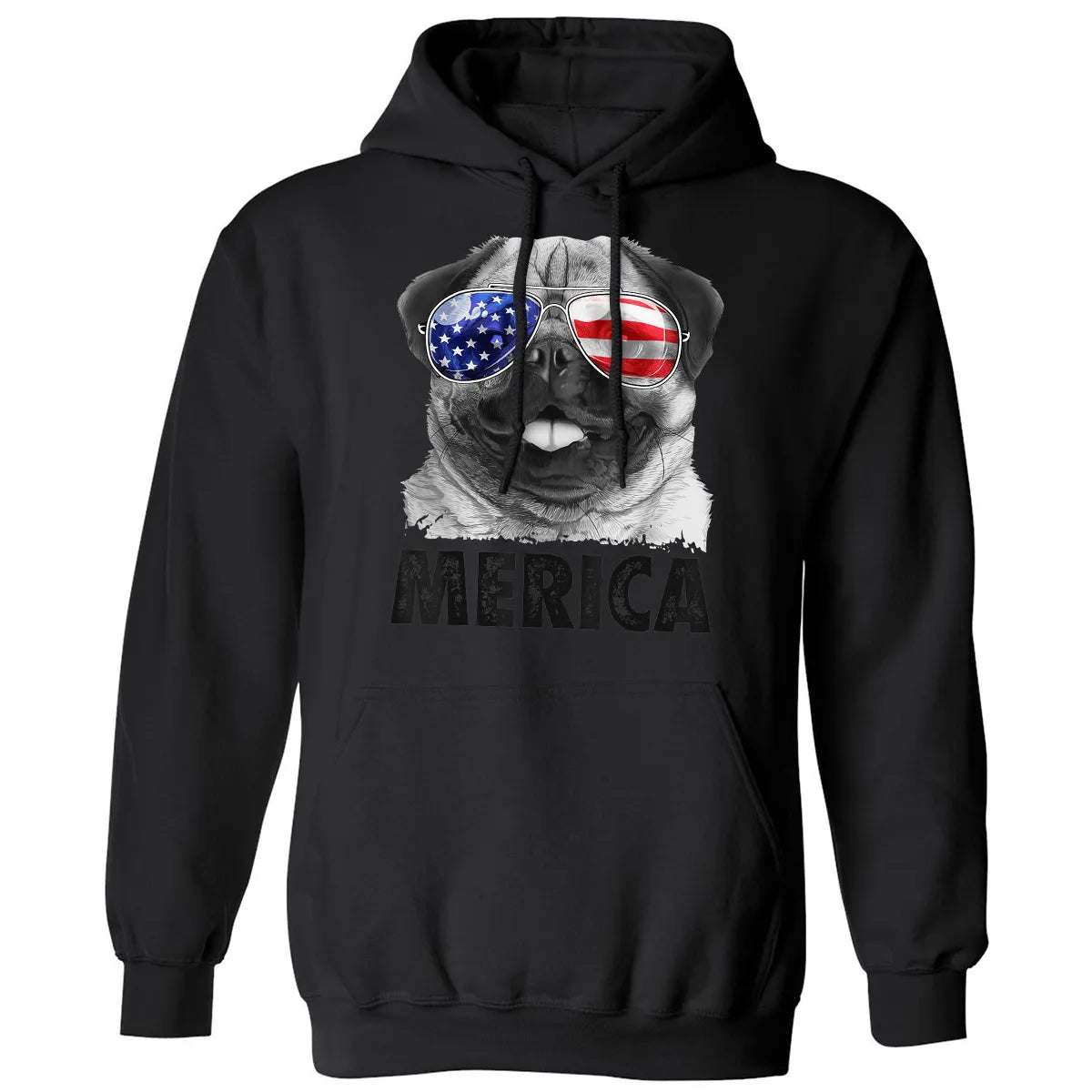Pug 4th of July s Merica Men Women USA American Flag Classic Unisex Hoodie