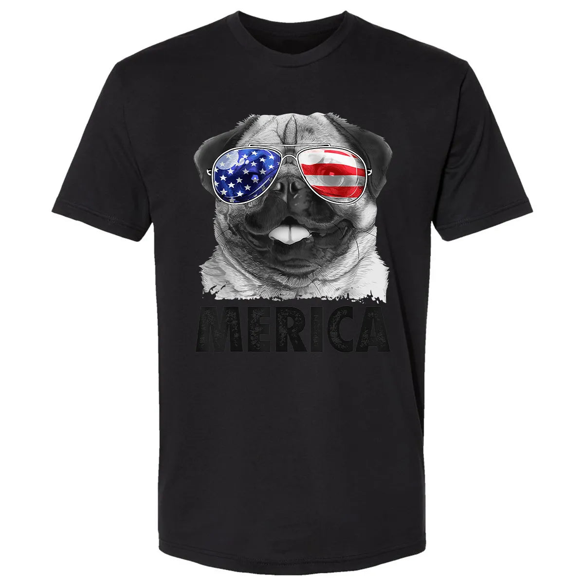 Pug 4th of July s Merica Men Women USA American Flag Premium Unisex T-shirt