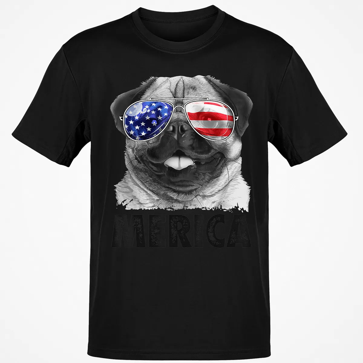 Pug 4th of July s Merica Men Women USA American Flag Classic Unisex T-Shirt