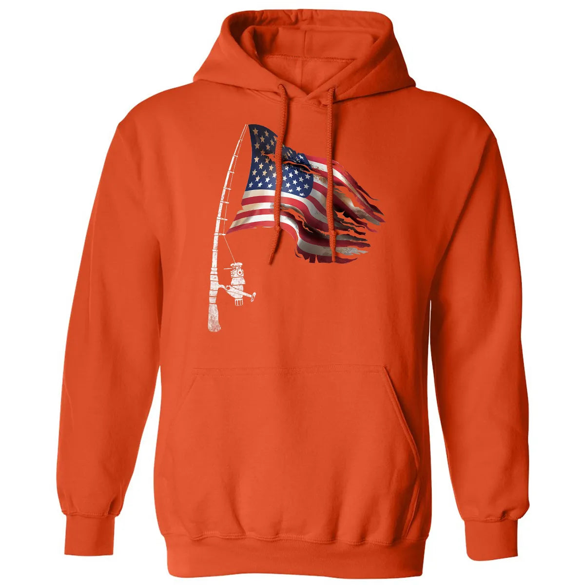 Fishing American Flag Fisherman Patriotic day 4th of July Classic Unisex Hoodie
