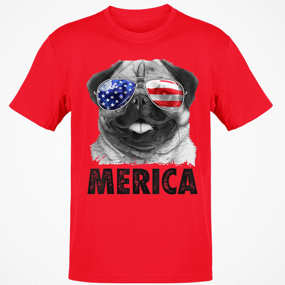 Pug 4th of July s Merica Men Women USA American Flag Classic Unisex T-Shirt