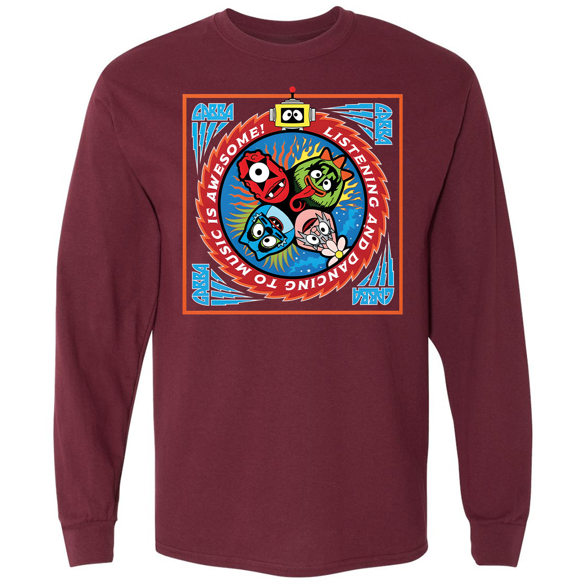 Long Sleeve T-Shirt - Black - Maroon - 11