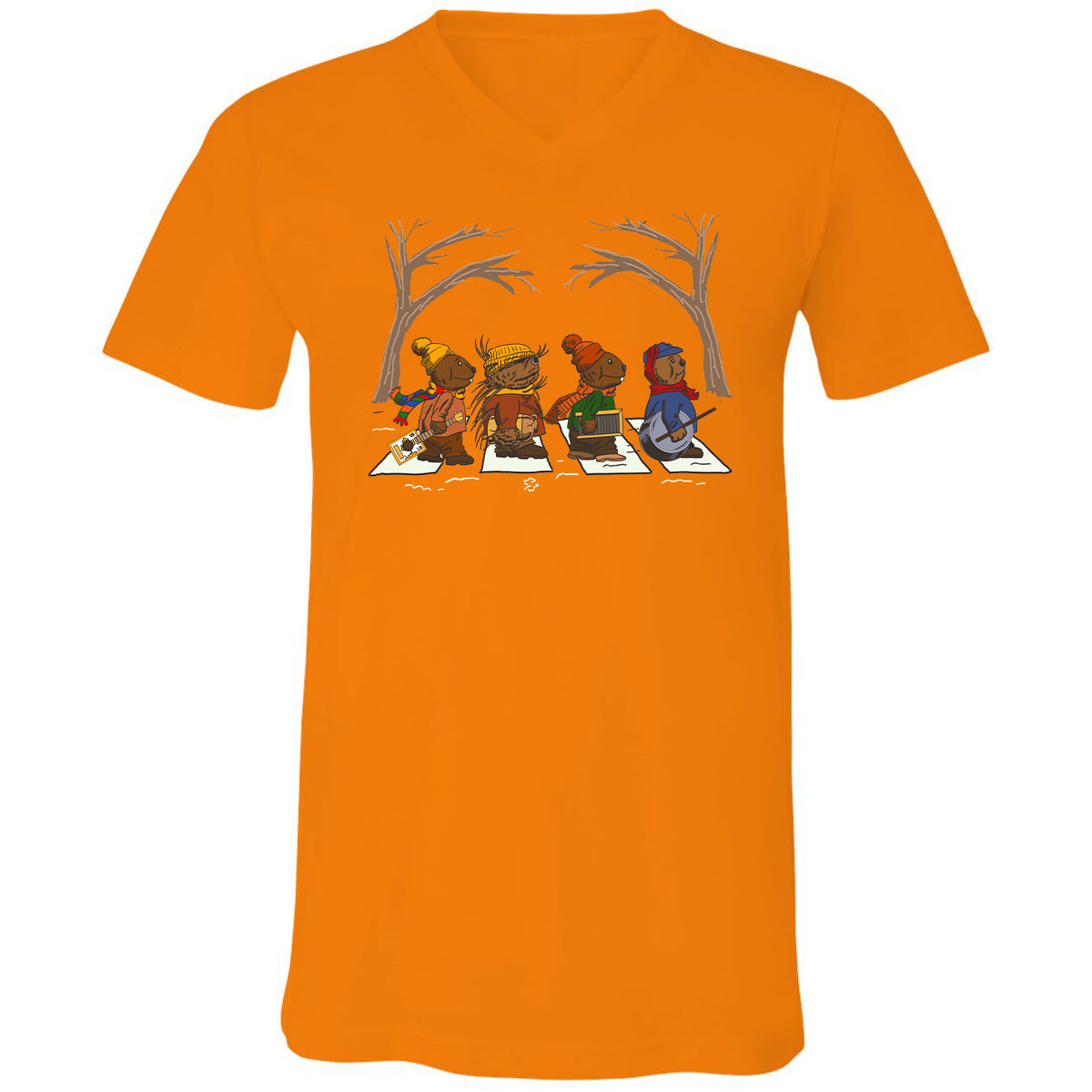 Unisex V-neck T-shirt - FH4UQ97M - Orange - 11