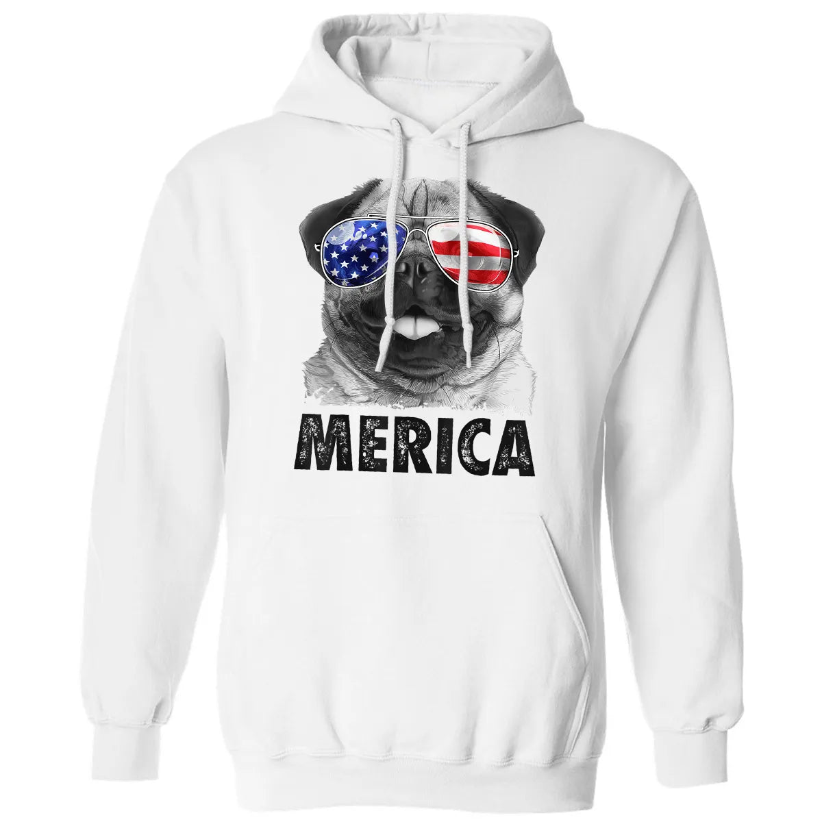 Pug 4th of July s Merica Men Women USA American Flag Classic Unisex Hoodie