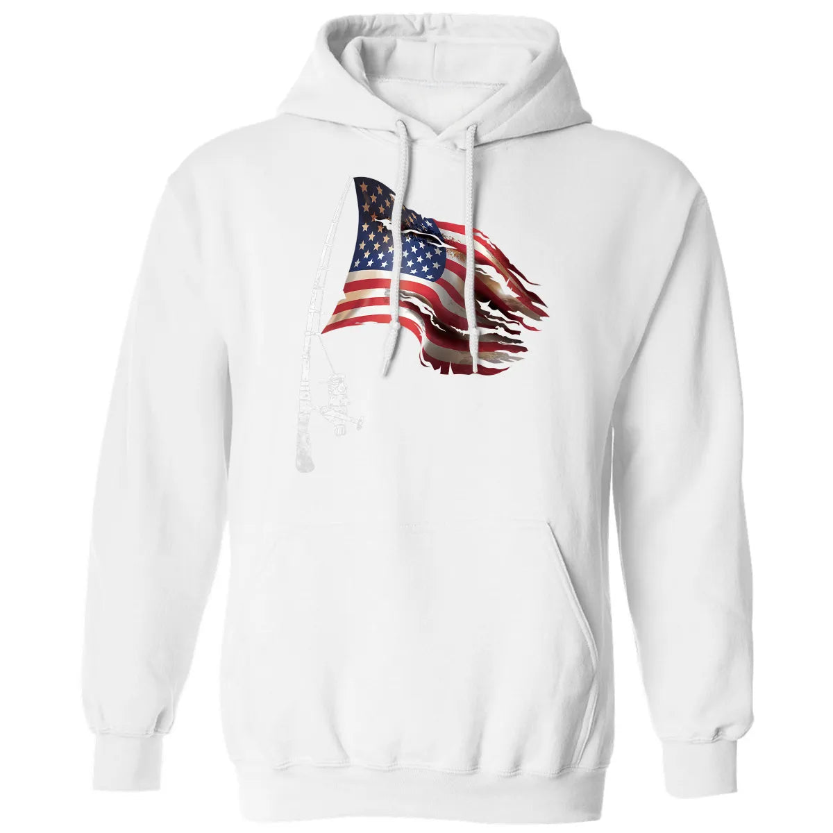 Fishing American Flag Fisherman Patriotic day 4th of July Classic Unisex Hoodie