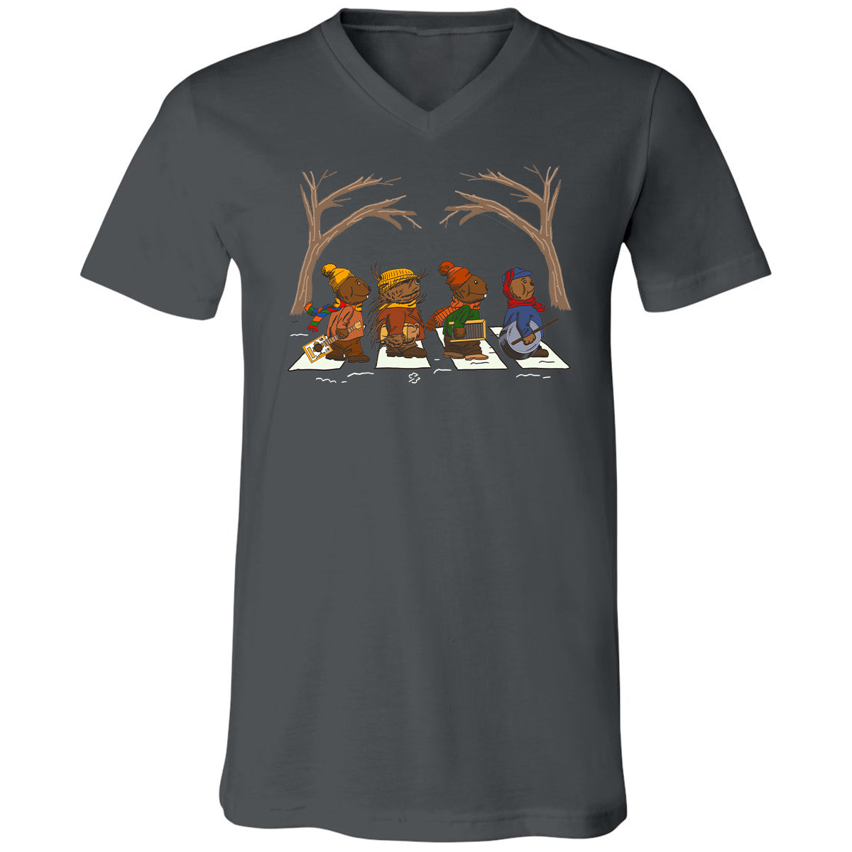 Unisex V-neck T-shirt - FH4UQ97M - Asphalt - 12
