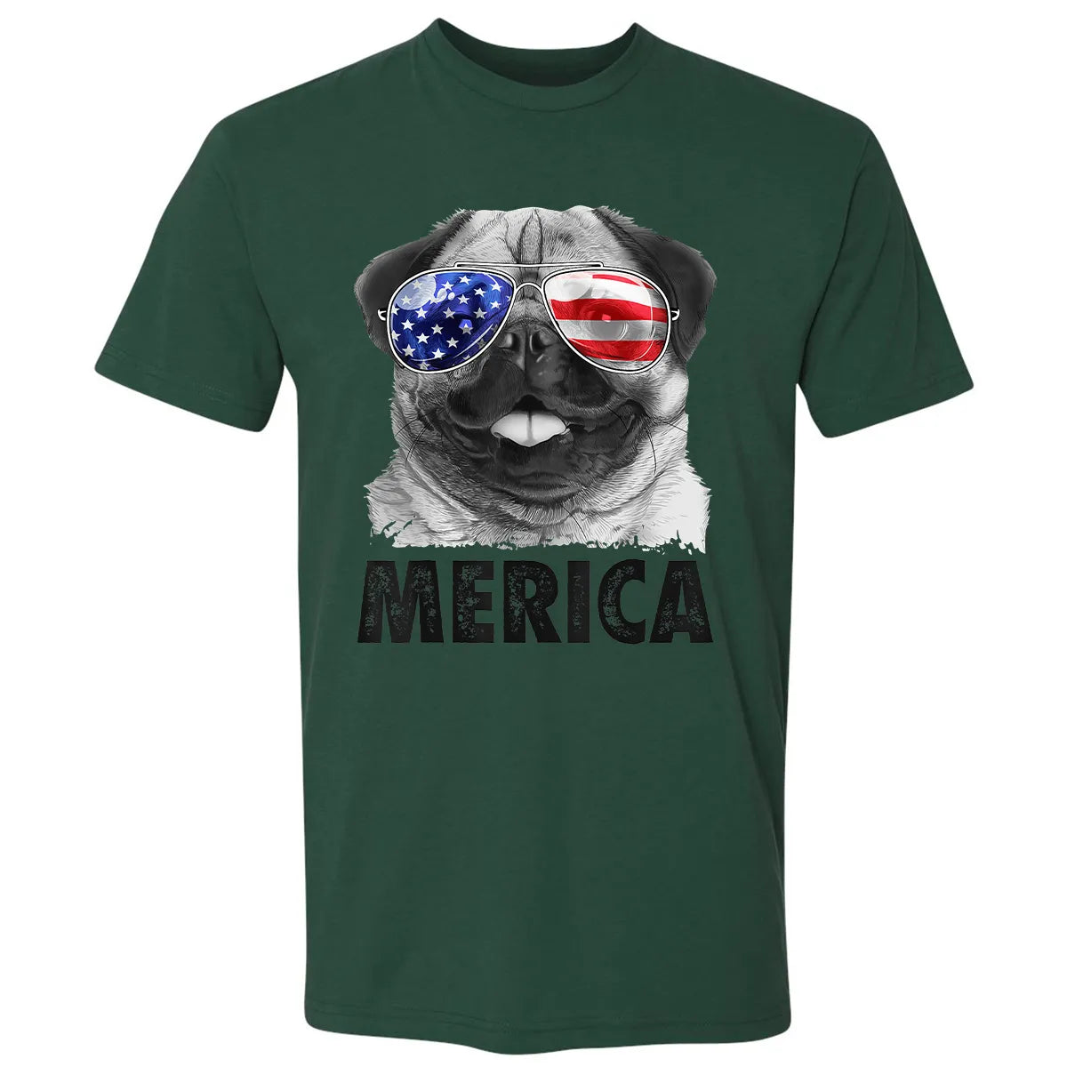 Pug 4th of July s Merica Men Women USA American Flag Premium Unisex T-shirt