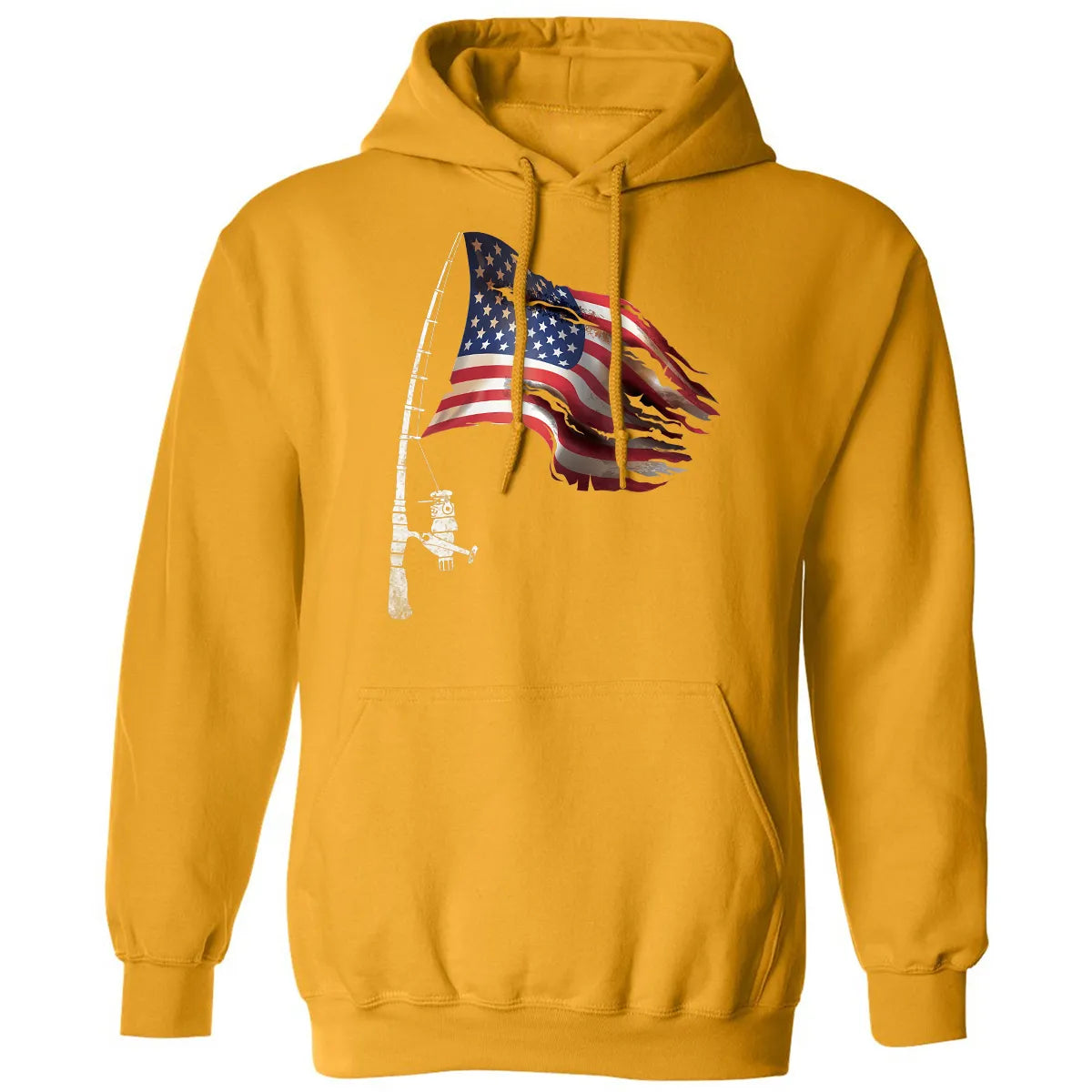 Fishing American Flag Fisherman Patriotic day 4th of July Classic Unisex Hoodie