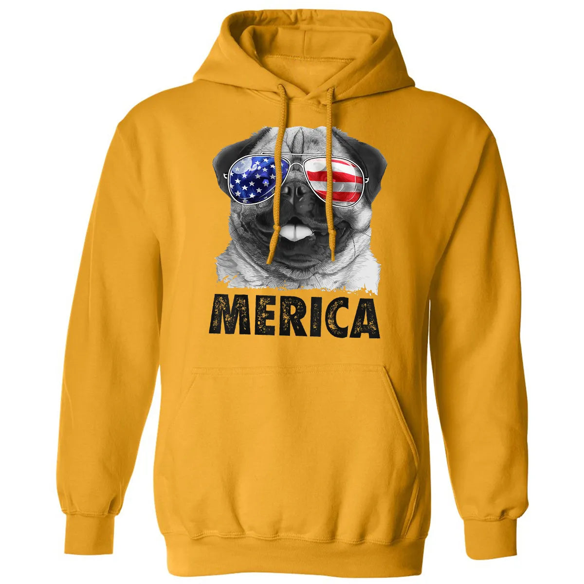 Pug 4th of July s Merica Men Women USA American Flag Classic Unisex Hoodie