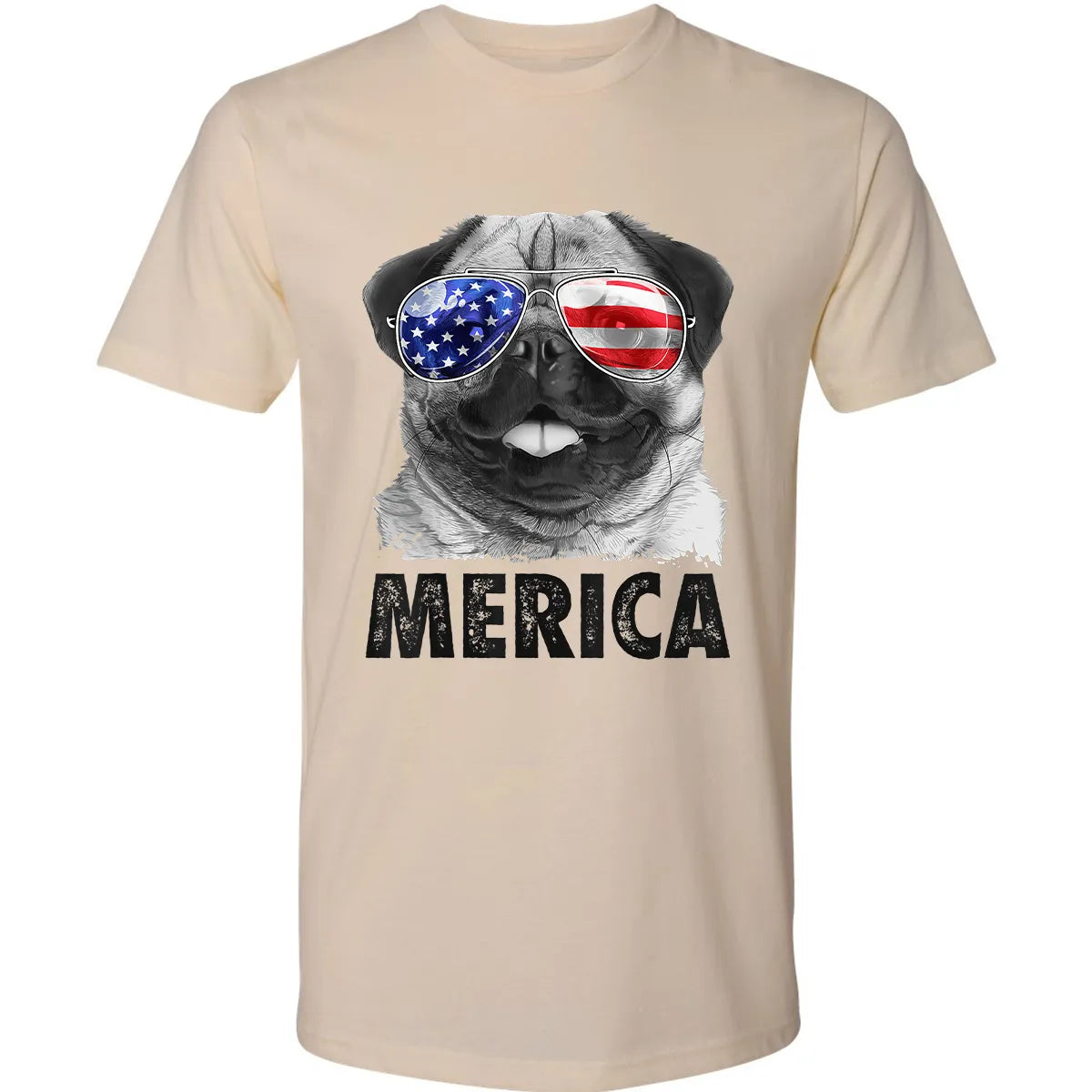Pug 4th of July s Merica Men Women USA American Flag Premium Unisex T-shirt