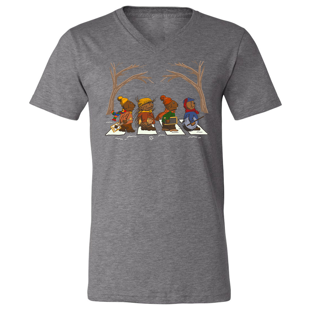 Unisex V-neck T-shirt - FH4UQ97M - Deep Heather - 13