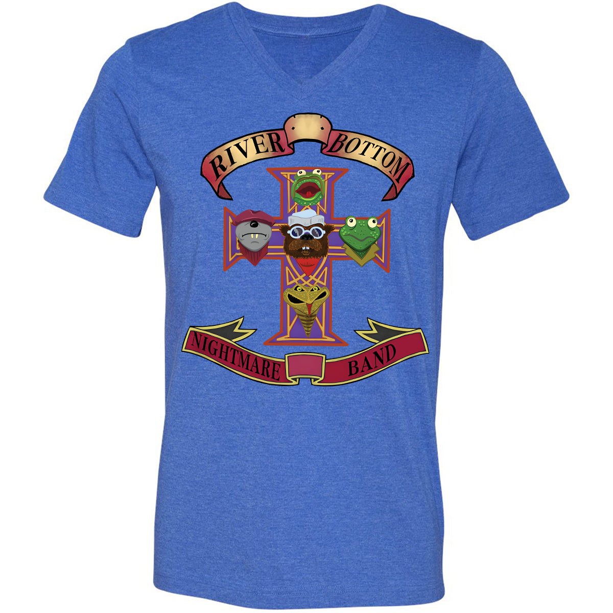 Unisex V-neck T-shirt - Black - THANGFIXED (Copy) - Heather True Royal - 14
