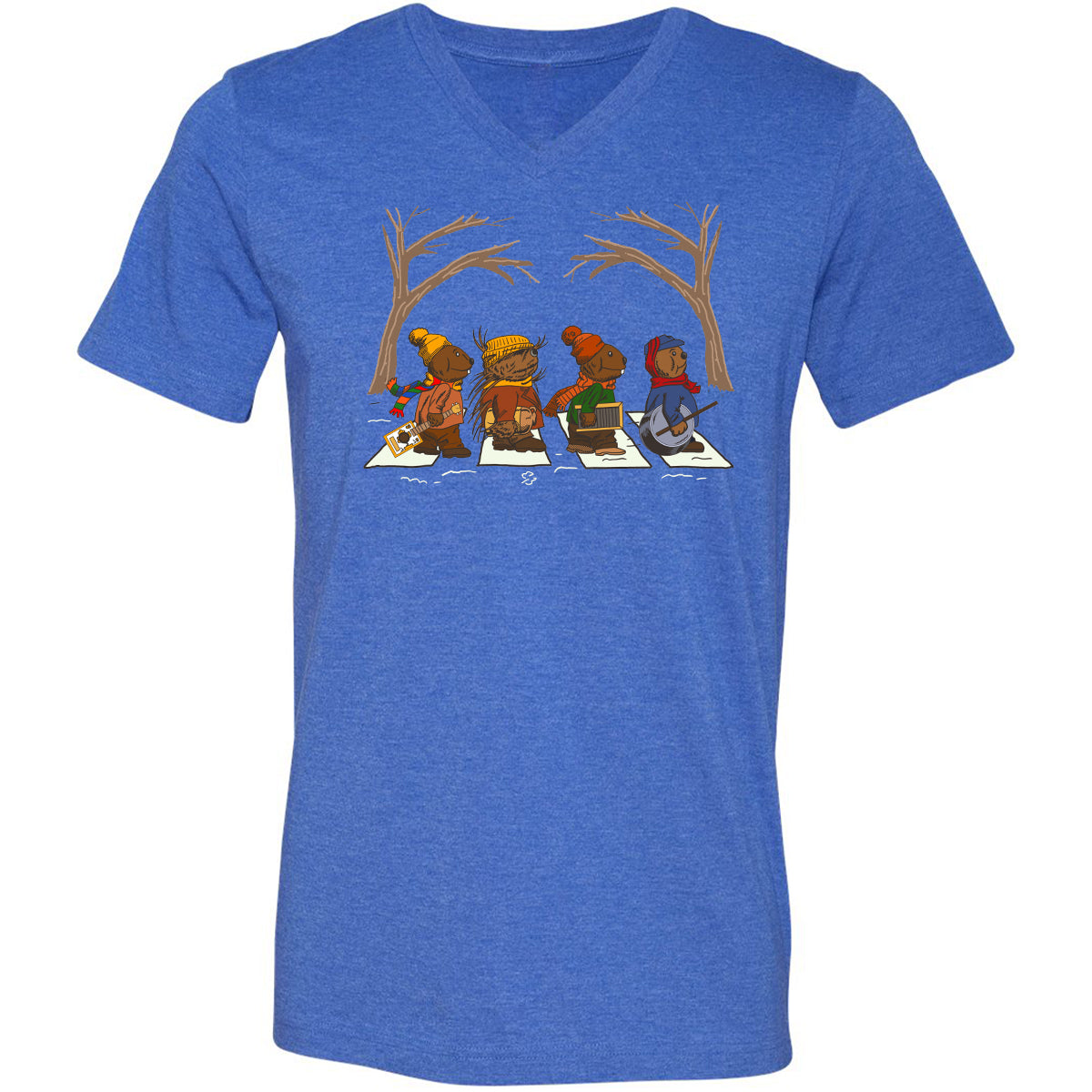 Unisex V-neck T-shirt - FH4UQ97M - Heather True Royal - 14