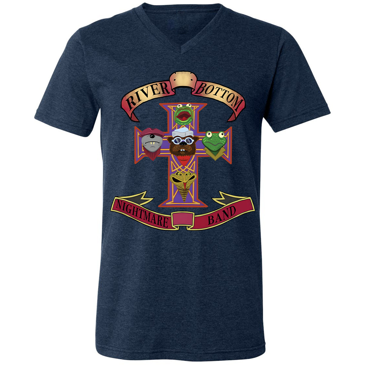 Unisex V-neck T-shirt - Black - THANGFIXED (Copy) - Heather Navy - 15