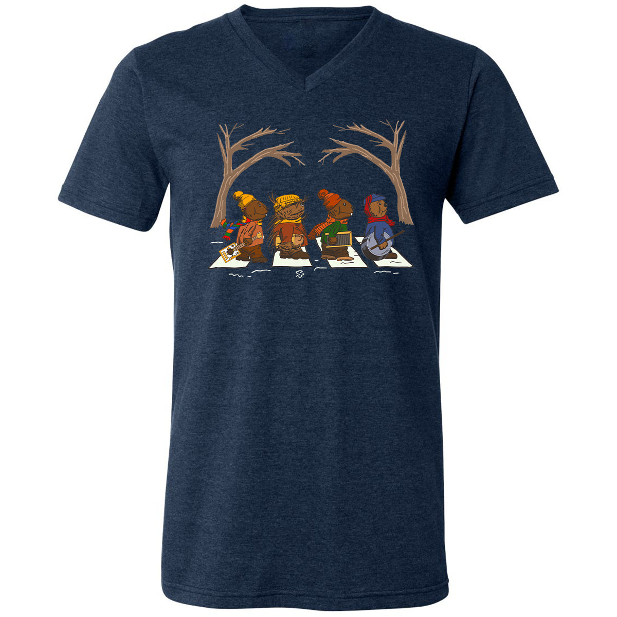 Unisex V-neck T-shirt - FH4UQ97M - Heather Navy - 15