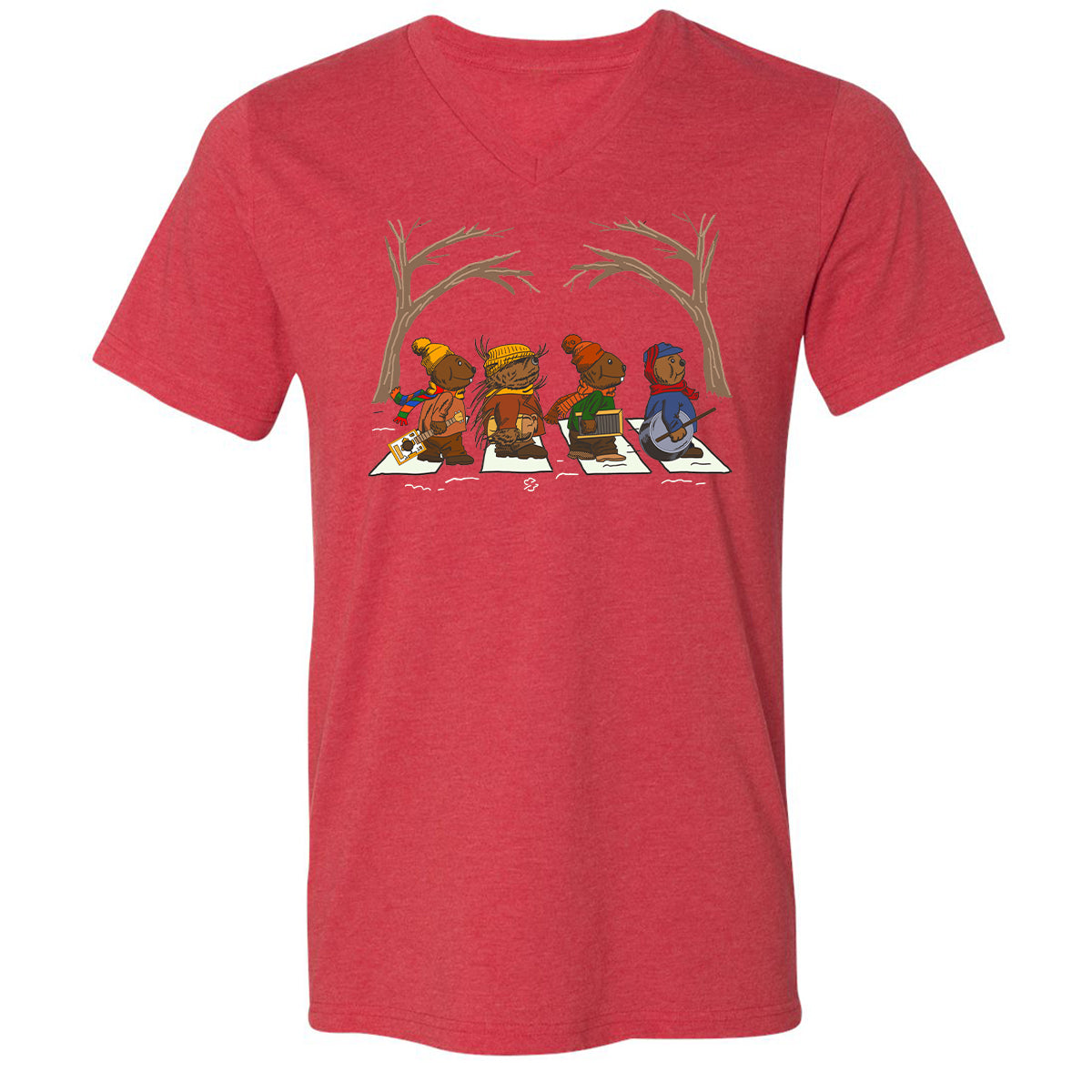 Unisex V-neck T-shirt - FH4UQ97M - Heather Red - 16