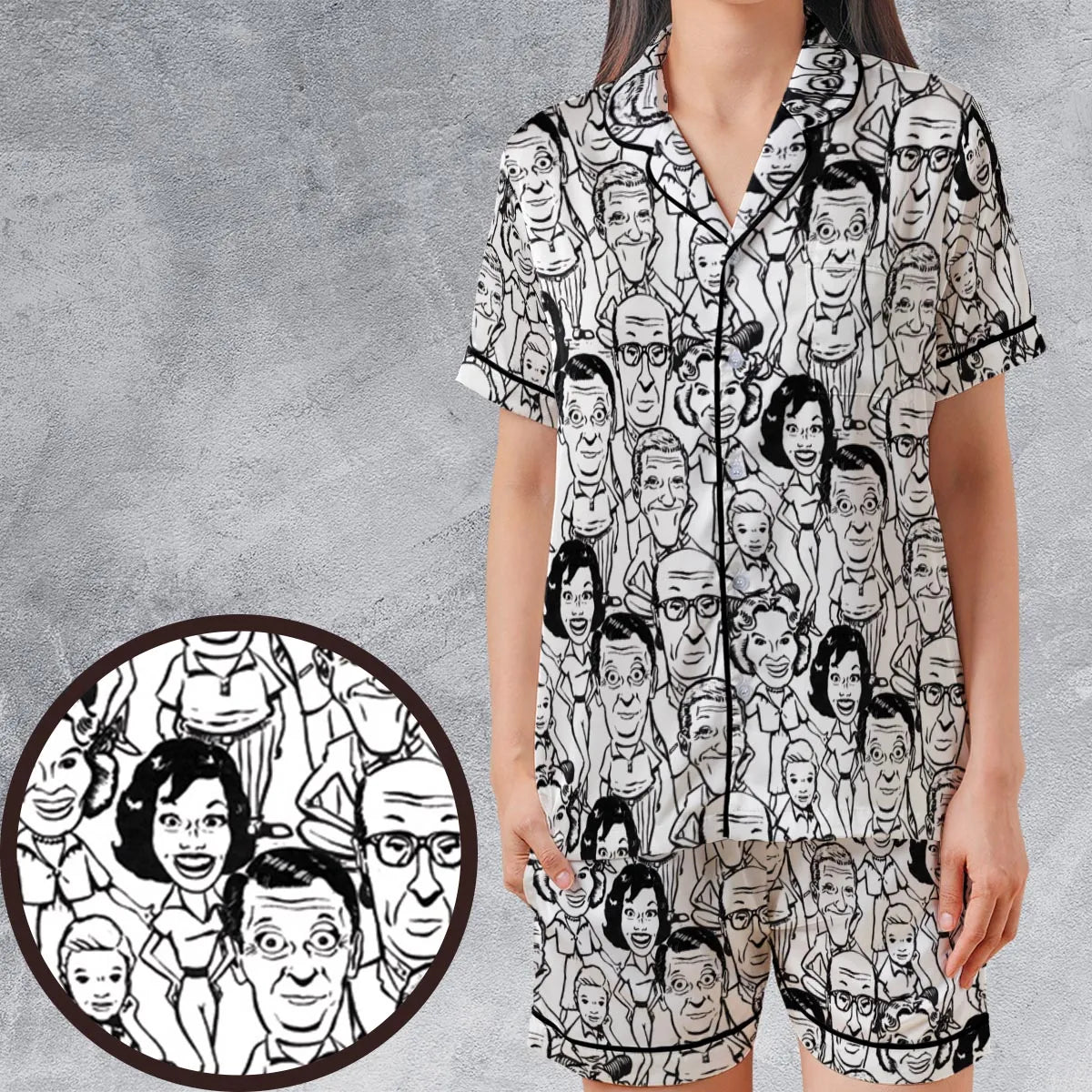 Satin Short-Sleeve Pajamas Set - HJGFF1V4