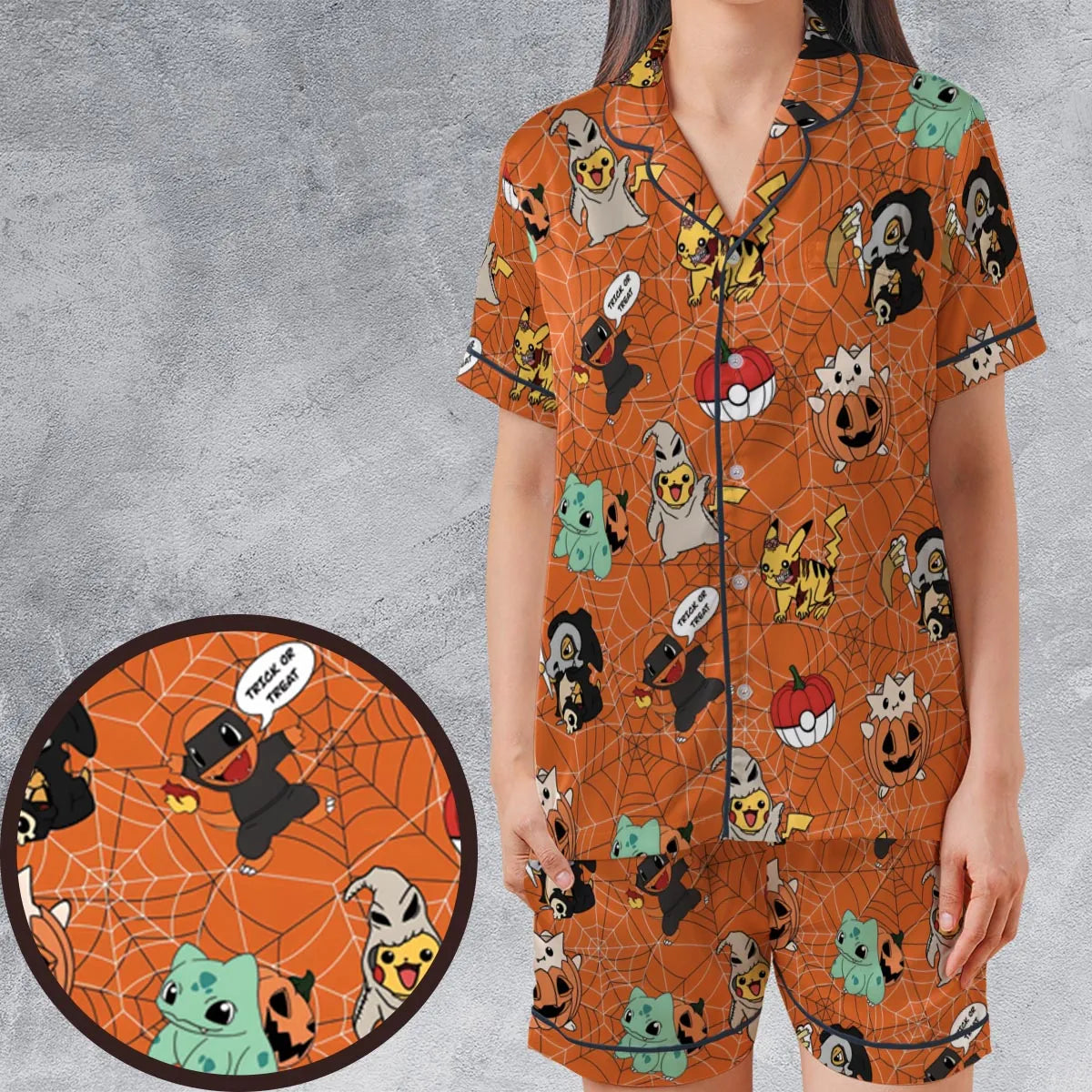 Satin Short-Sleeve Pajamas Set - HEMCZ3C3