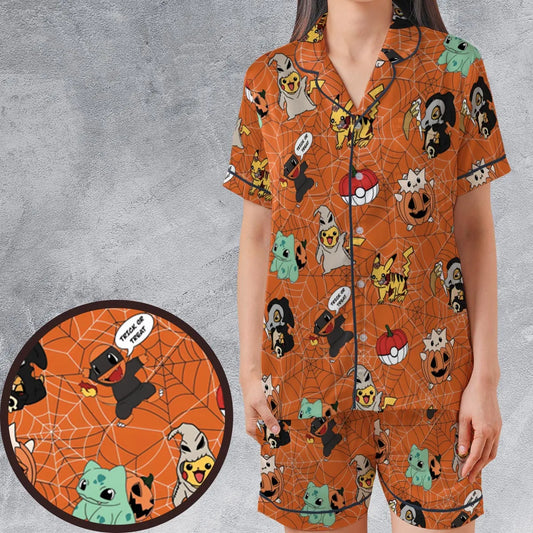Satin Short-Sleeve Pajamas Set - HEMCZ3C3