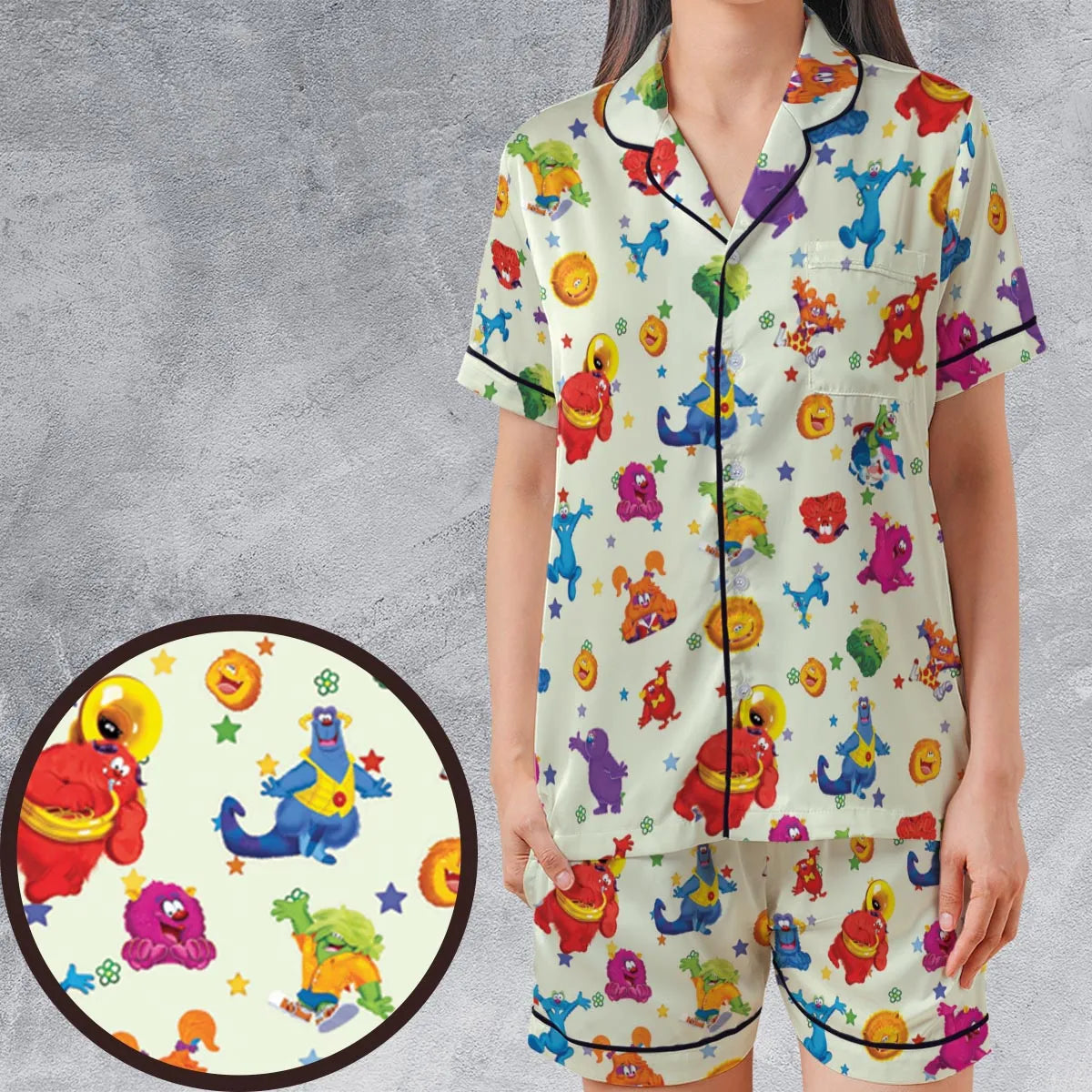 Satin Short-Sleeve Pajamas Set - RENRANT8