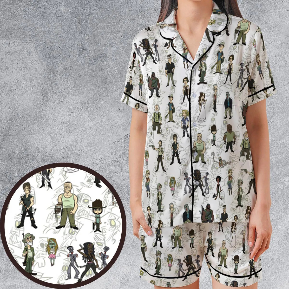 Satin Short-Sleeve Pajamas Set - JG4SN6TM