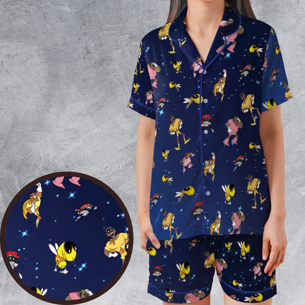 Satin Short-Sleeve Pajamas Set - YVW7UM6M