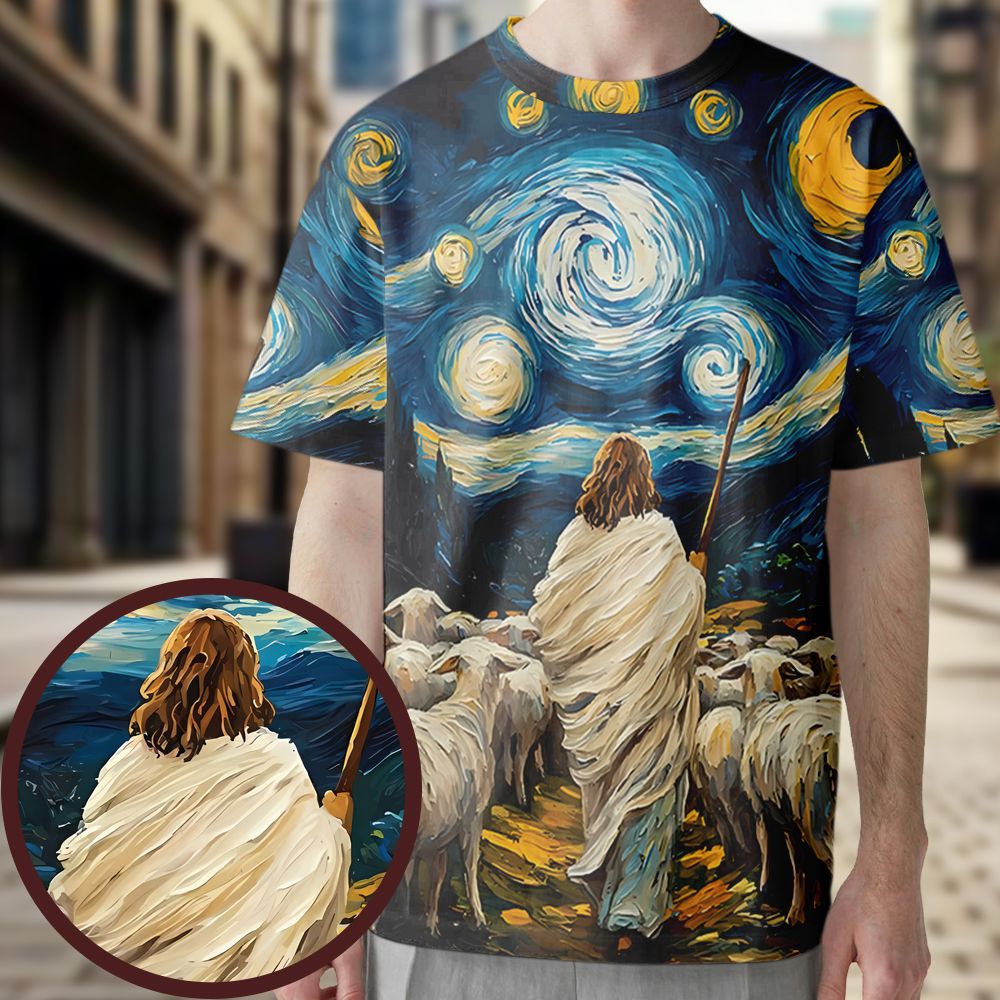 Shepherd Sheep Starry Night -  - 1