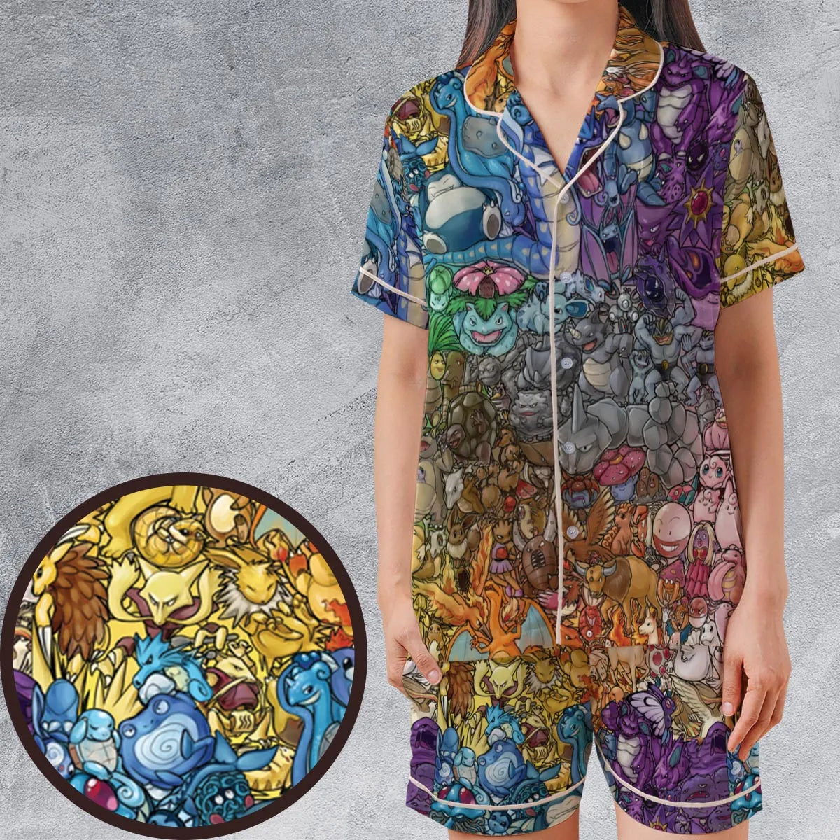 Satin Short-Sleeve Pajamas Set - SRFSALKQ