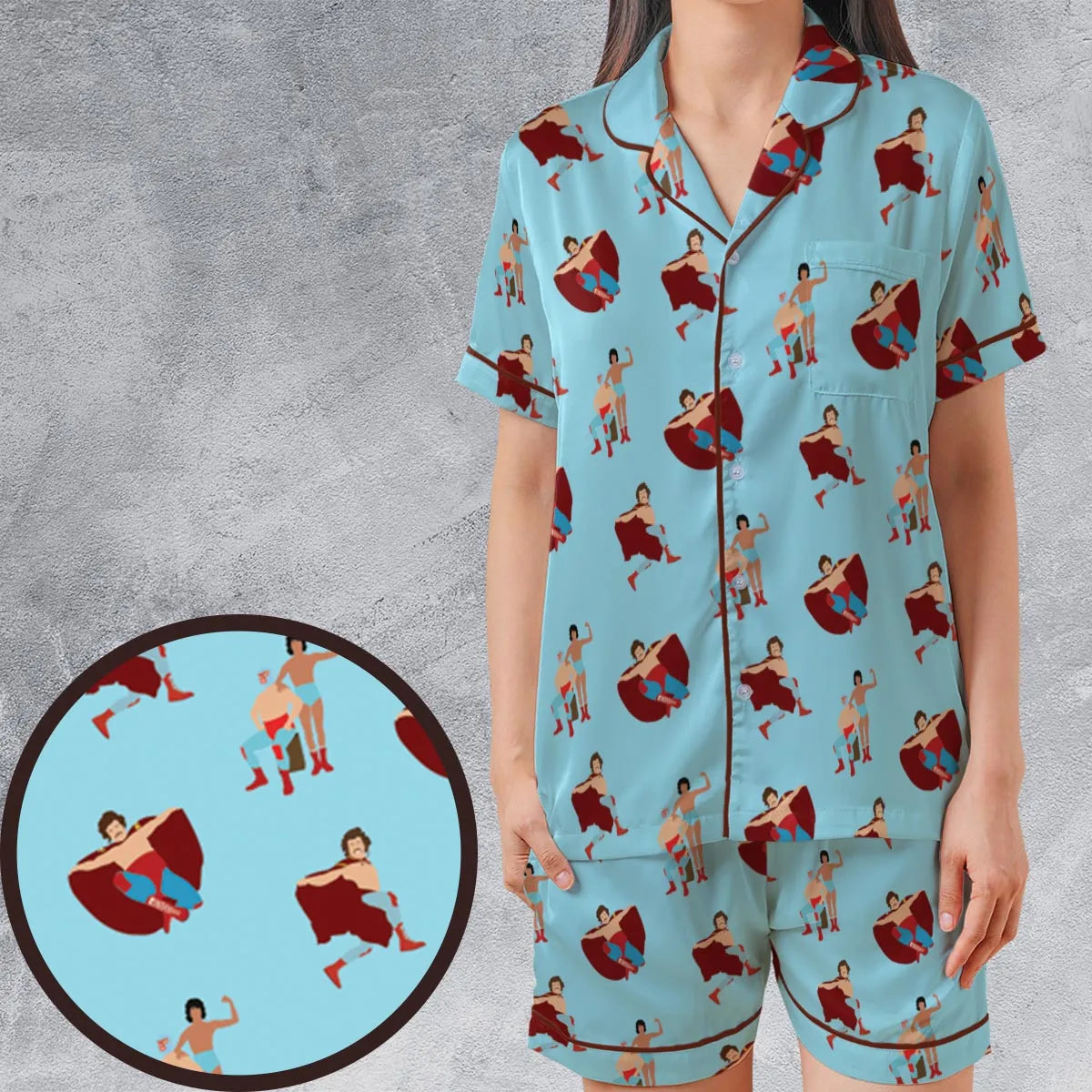Satin Short-Sleeve Pajamas Set - ACC93Z1P