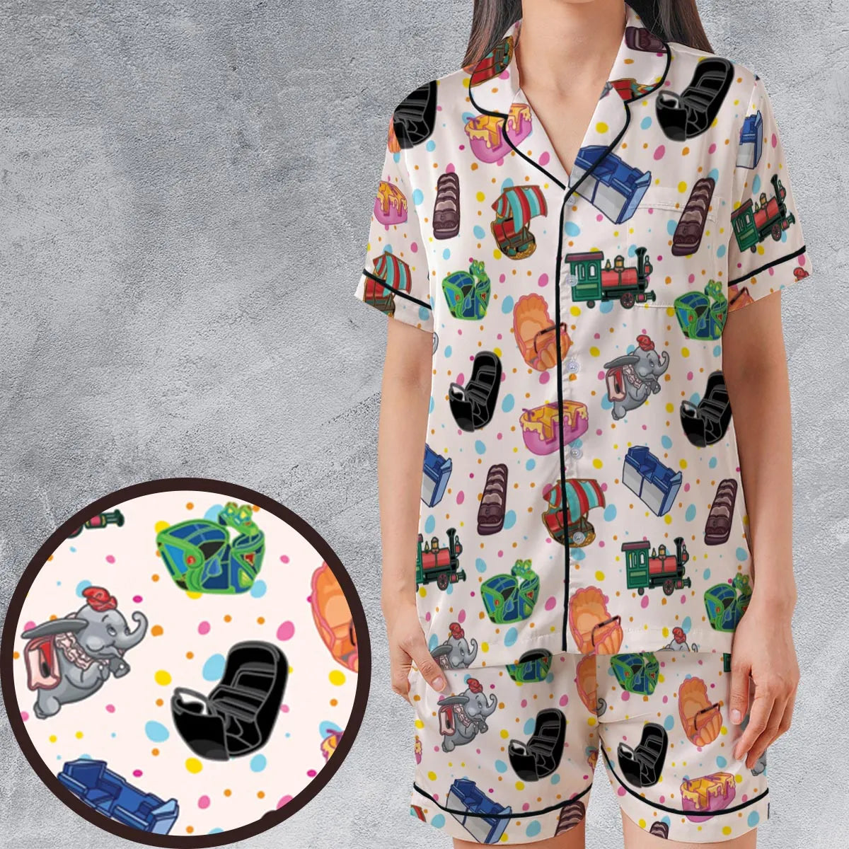 Satin Short-Sleeve Pajamas Set - UC7URJRB
