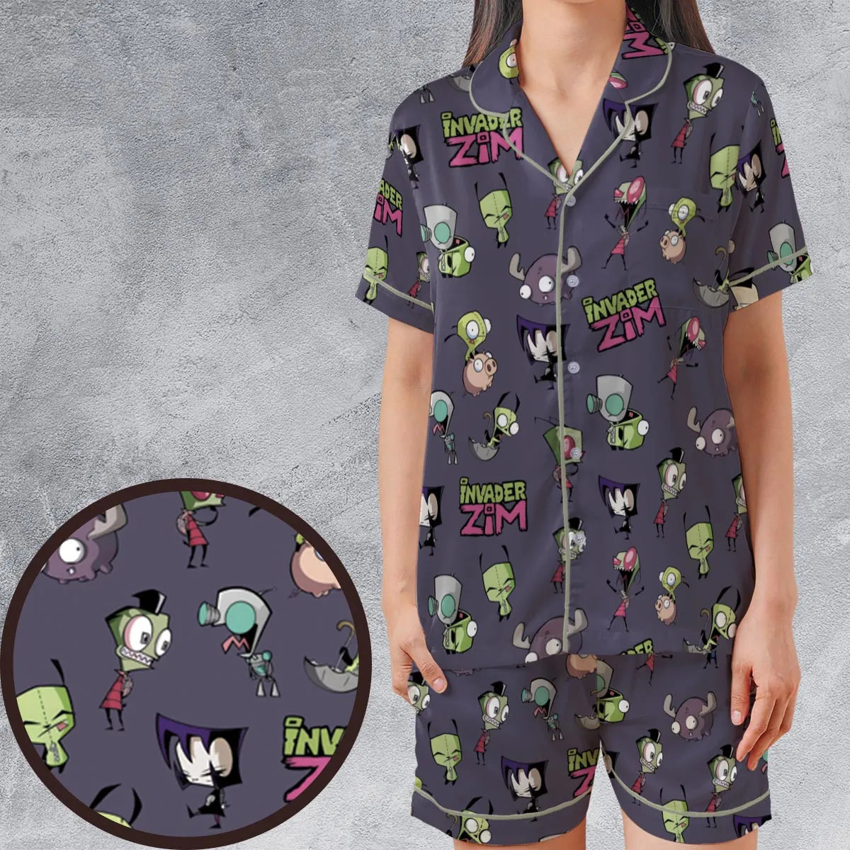 Satin Short-Sleeve Pajamas Set - C58EM8TU