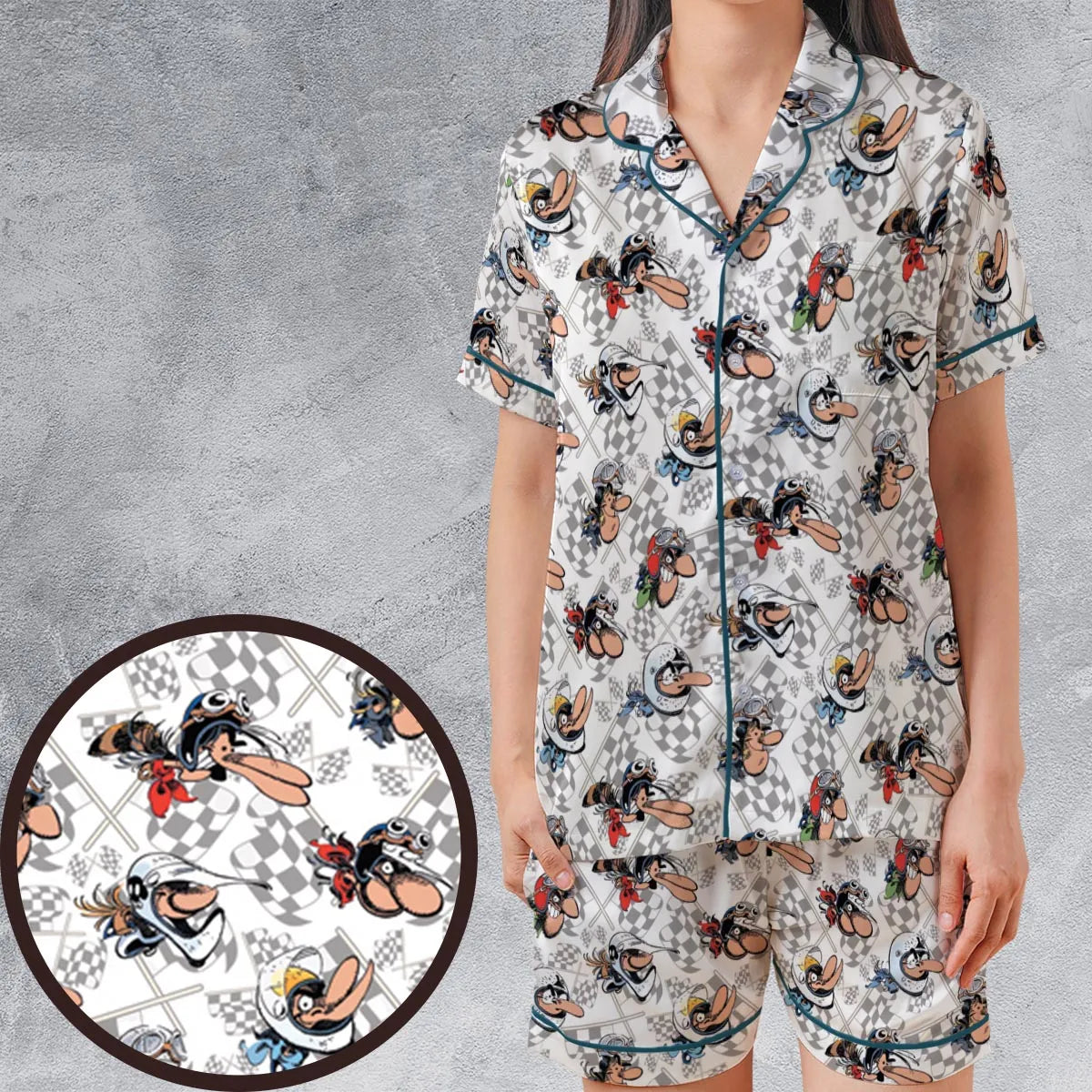 Satin Short-Sleeve Pajamas Set - 23GAZVEU