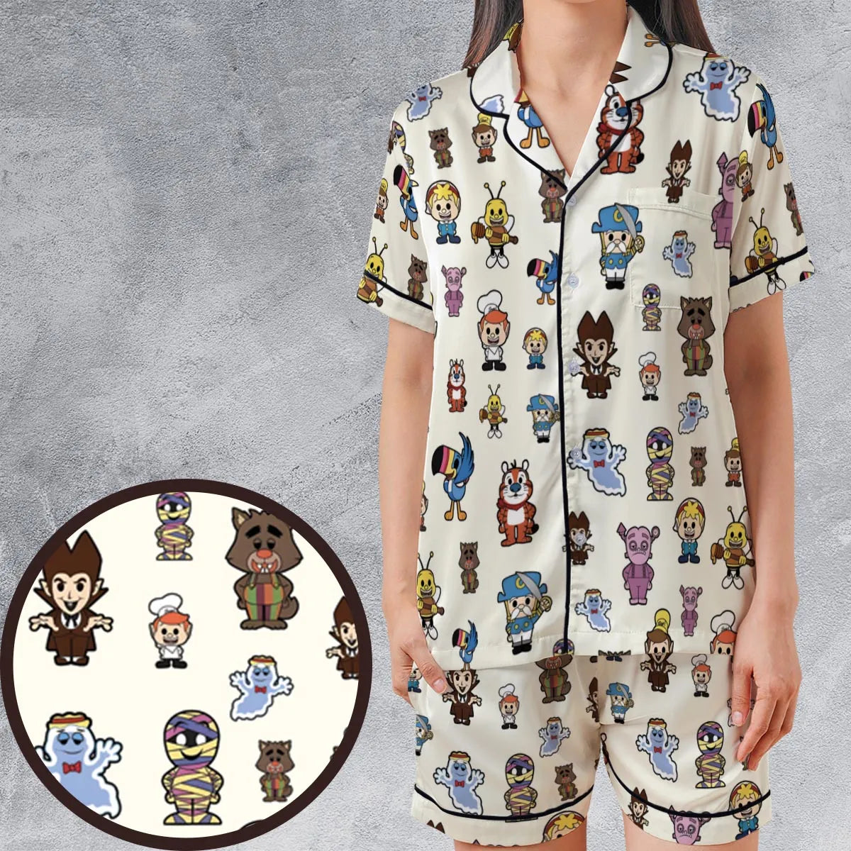 Satin Short-Sleeve Pajamas Set - LRBC5WZD