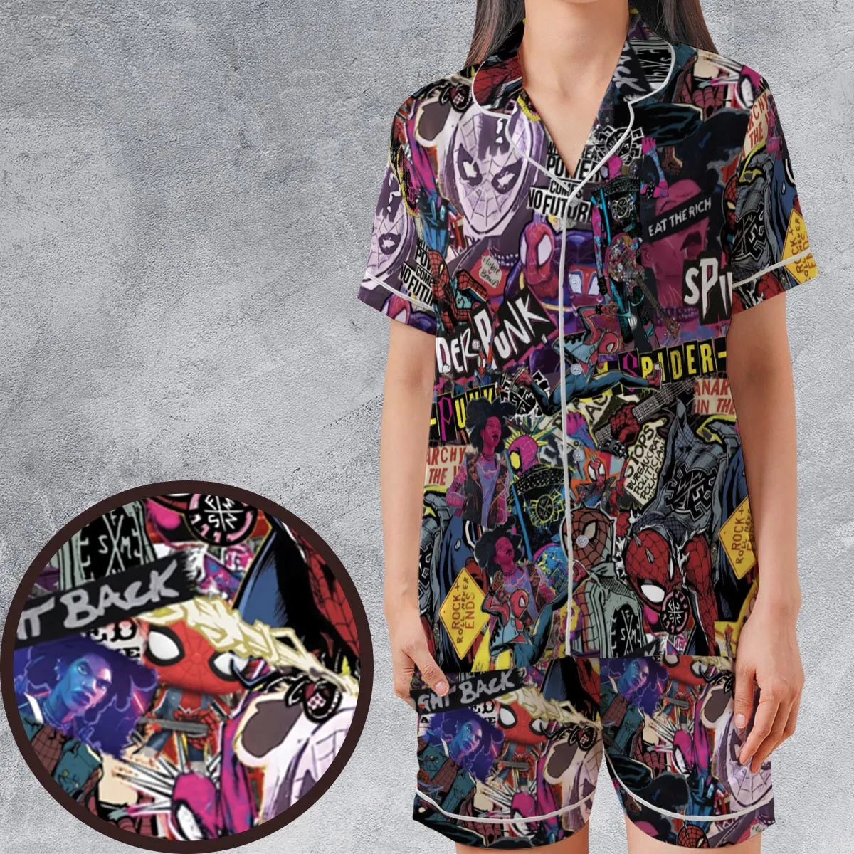 Satin Short-Sleeve Pajamas Set - J9FG77Q4