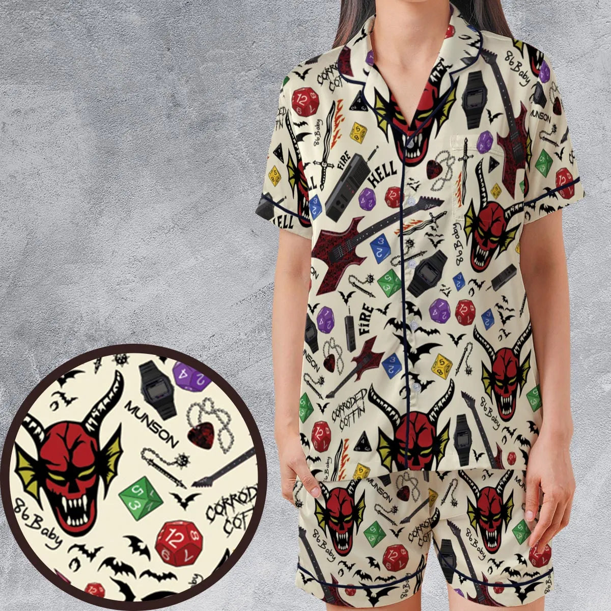 Satin Short-Sleeve Pajamas Set - A81FA39X
