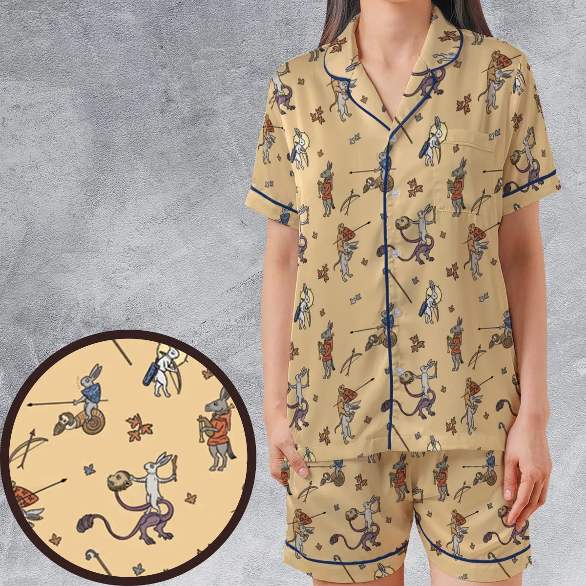 Satin Short-Sleeve Pajamas Set - QK3DYBUN