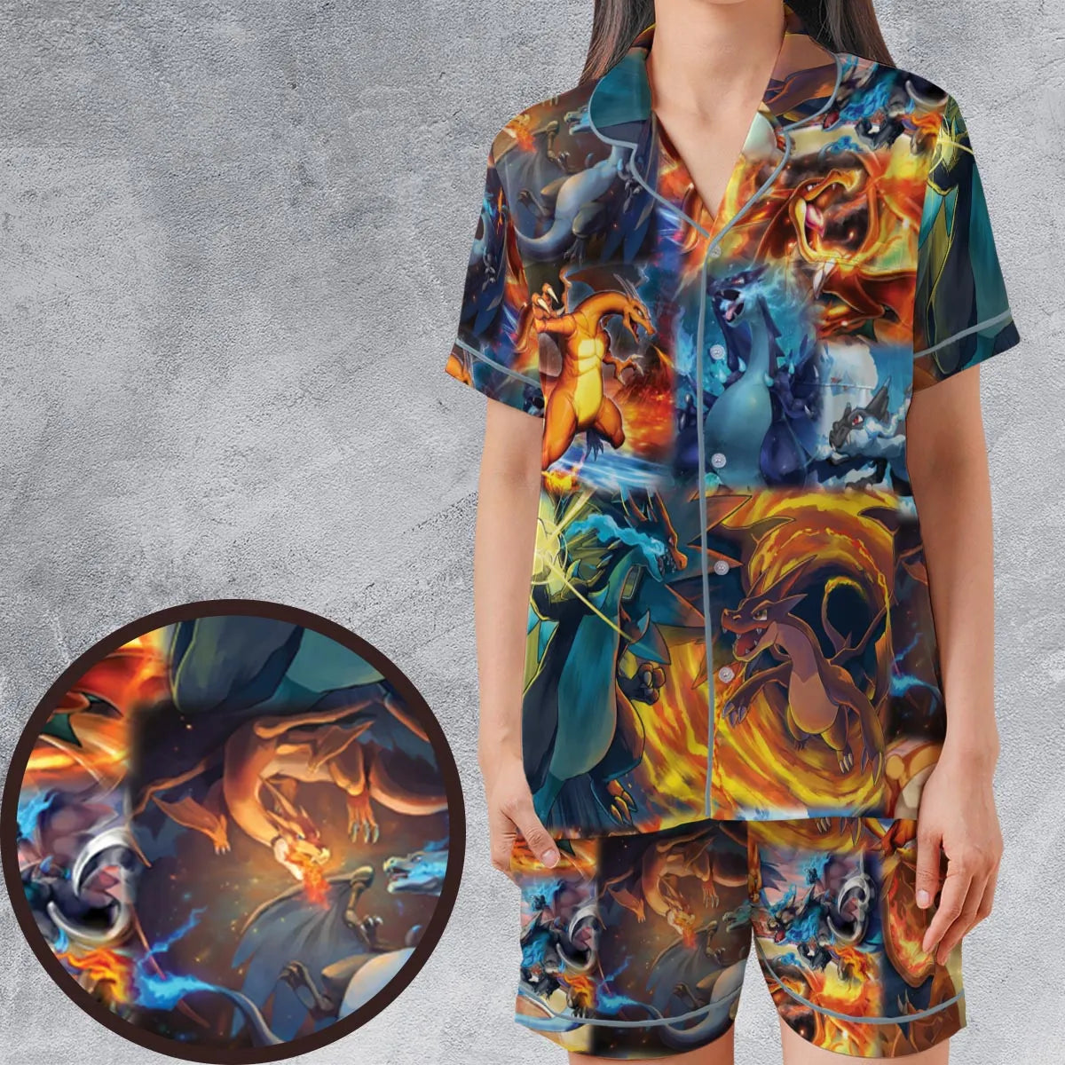 Satin Short-Sleeve Pajamas Set - X82957BU