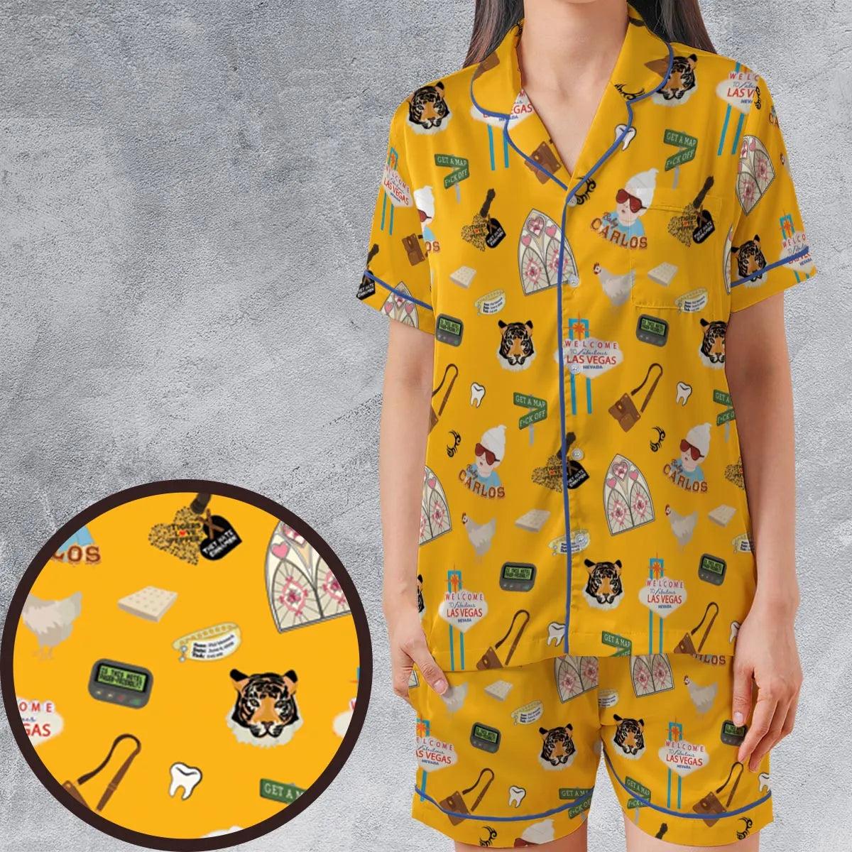 Satin Short-Sleeve Pajamas Set - 2C2FPP6M