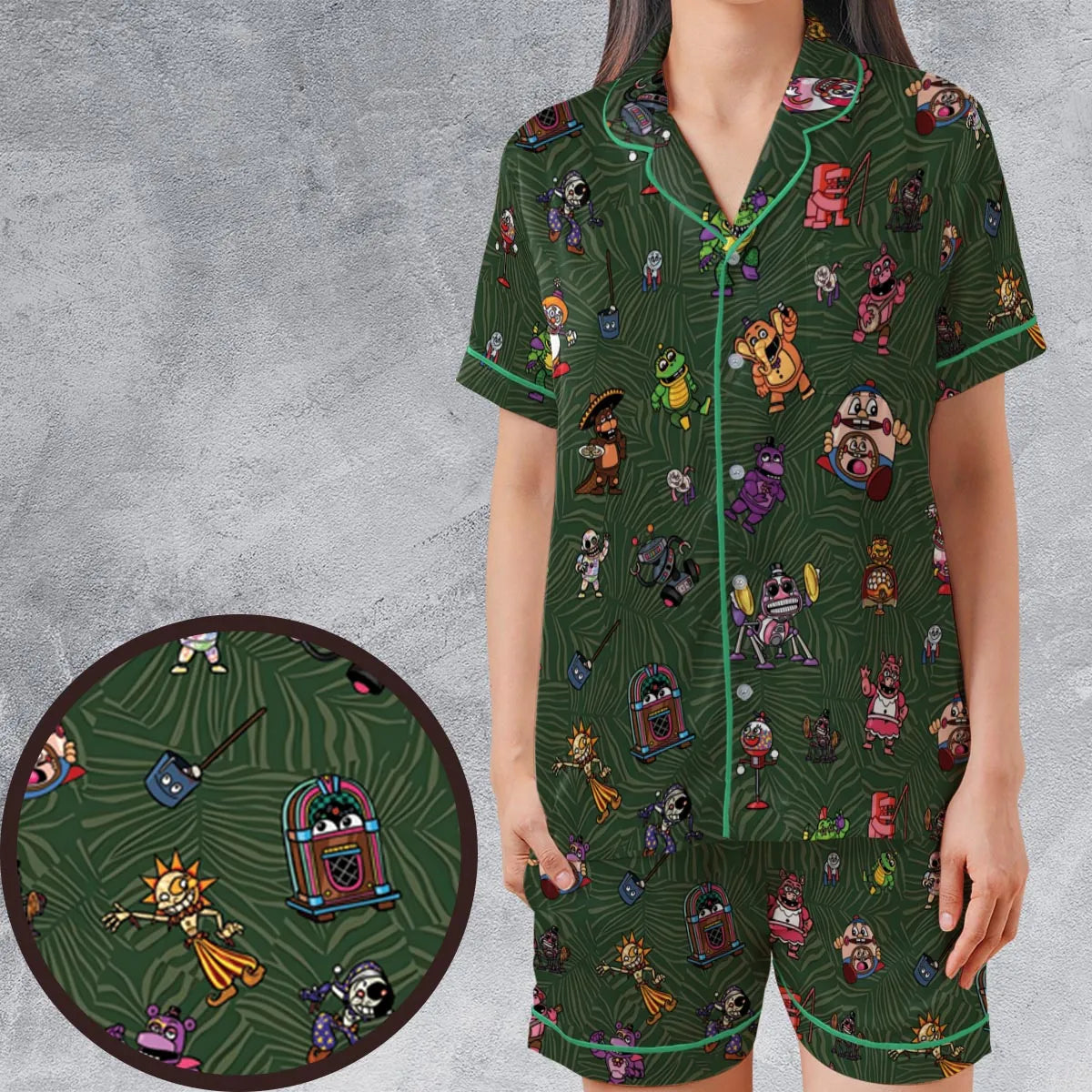 Satin Short-Sleeve Pajamas Set - FLAQX7VA