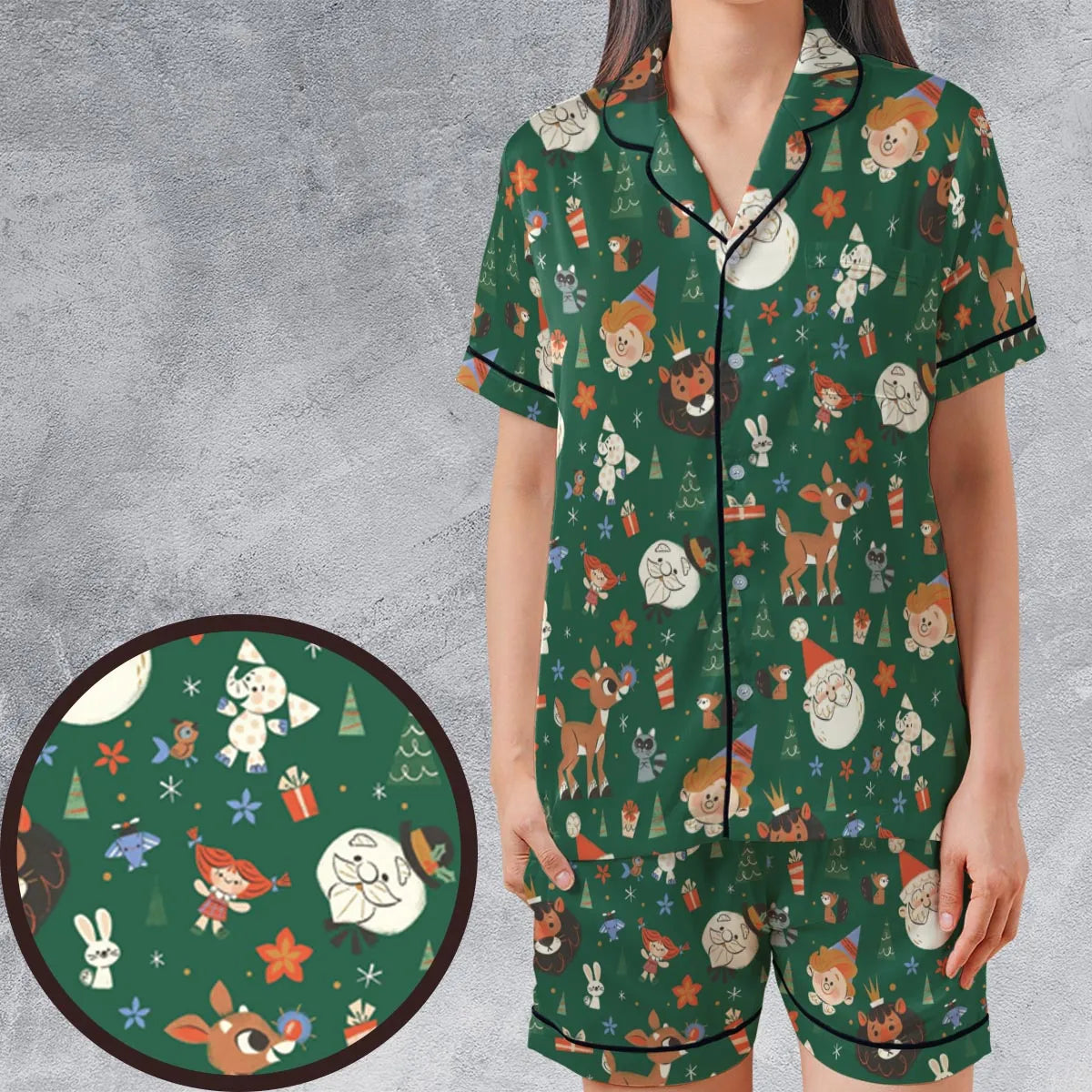 Satin Short-Sleeve Pajamas Set - J53ASRYD
