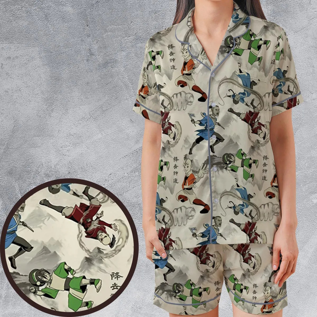 Satin Short-Sleeve Pajamas Set - MW3UVMU7