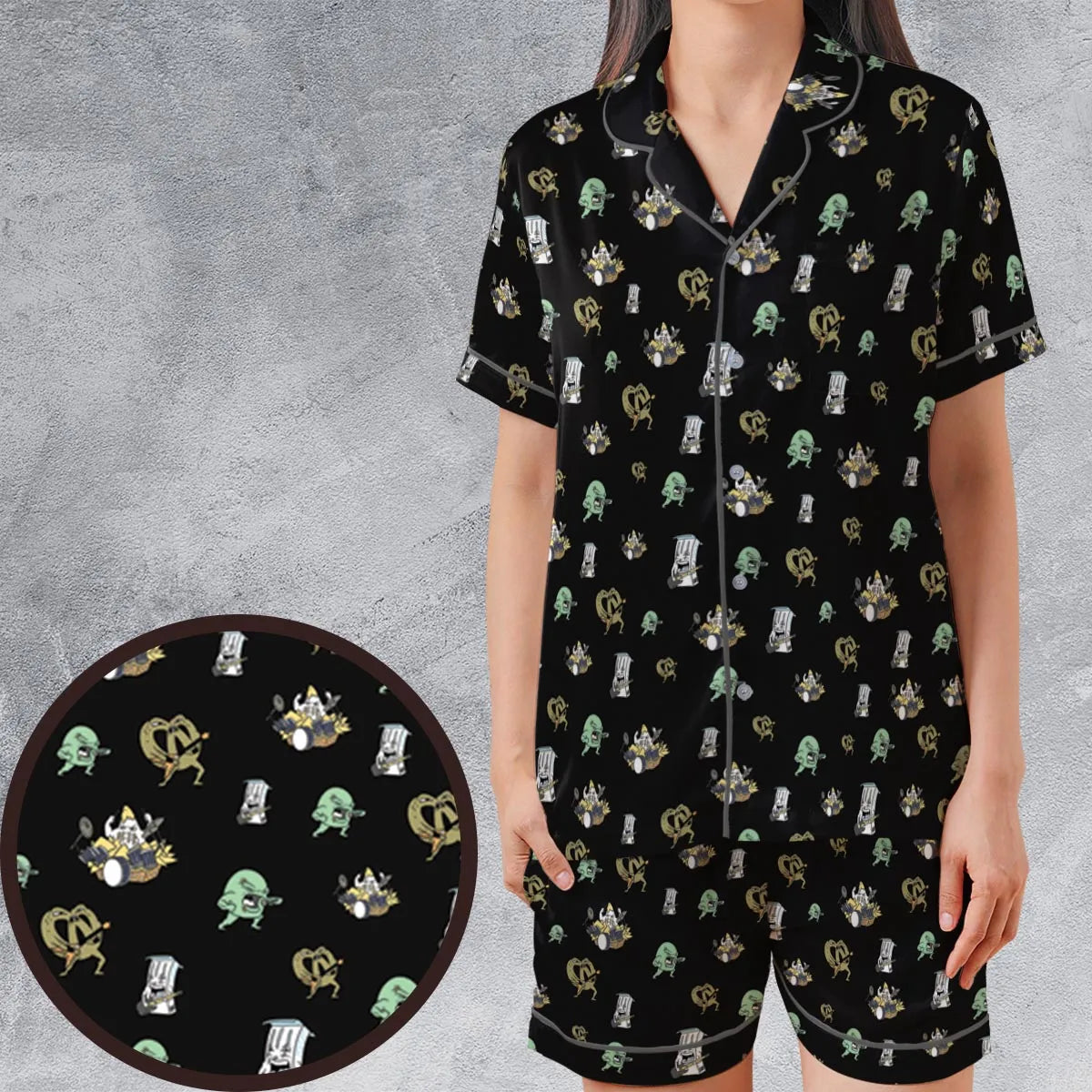 Satin Short-Sleeve Pajamas Set - FZ4Y57W9