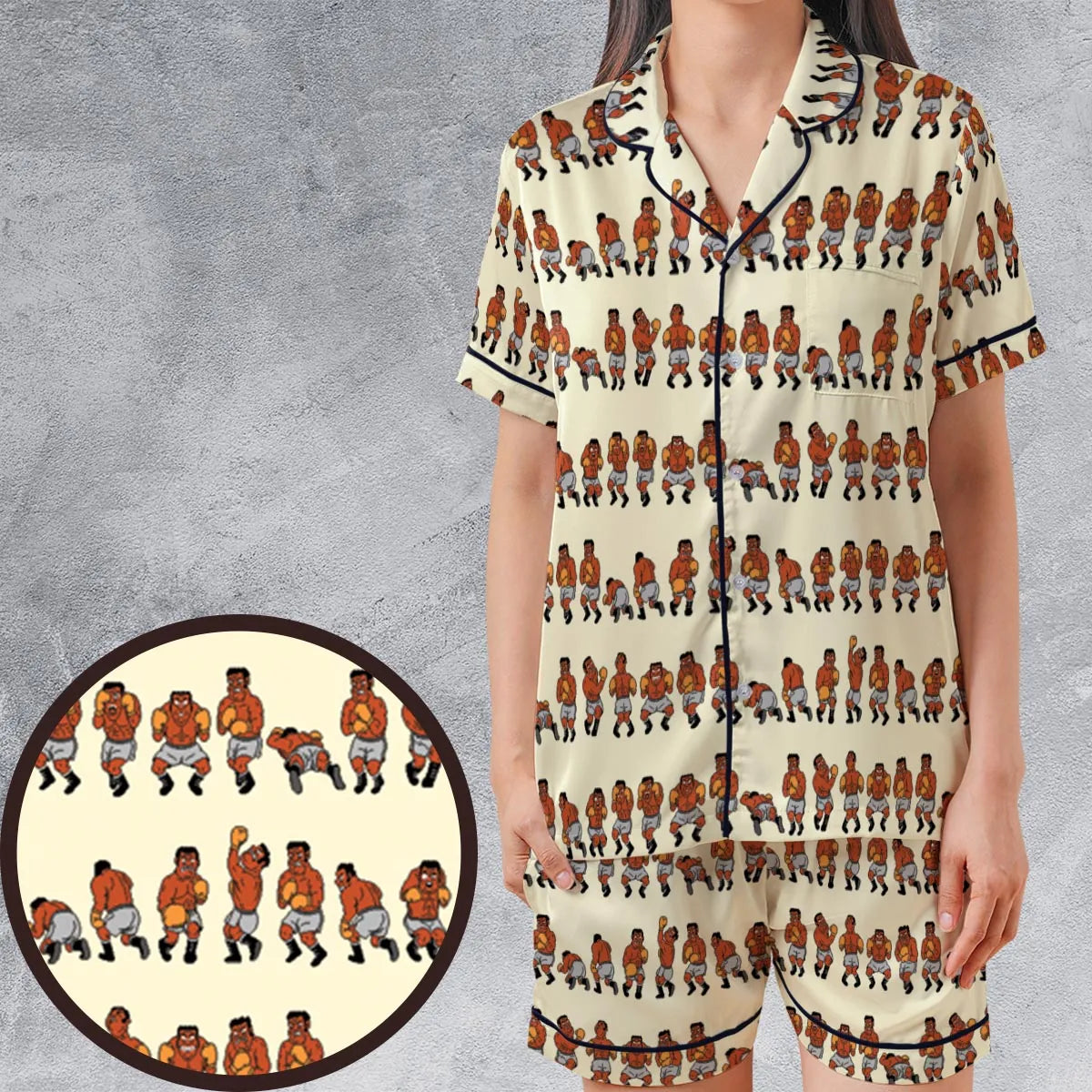 Satin Short-Sleeve Pajamas Set - 7GVSYGLP