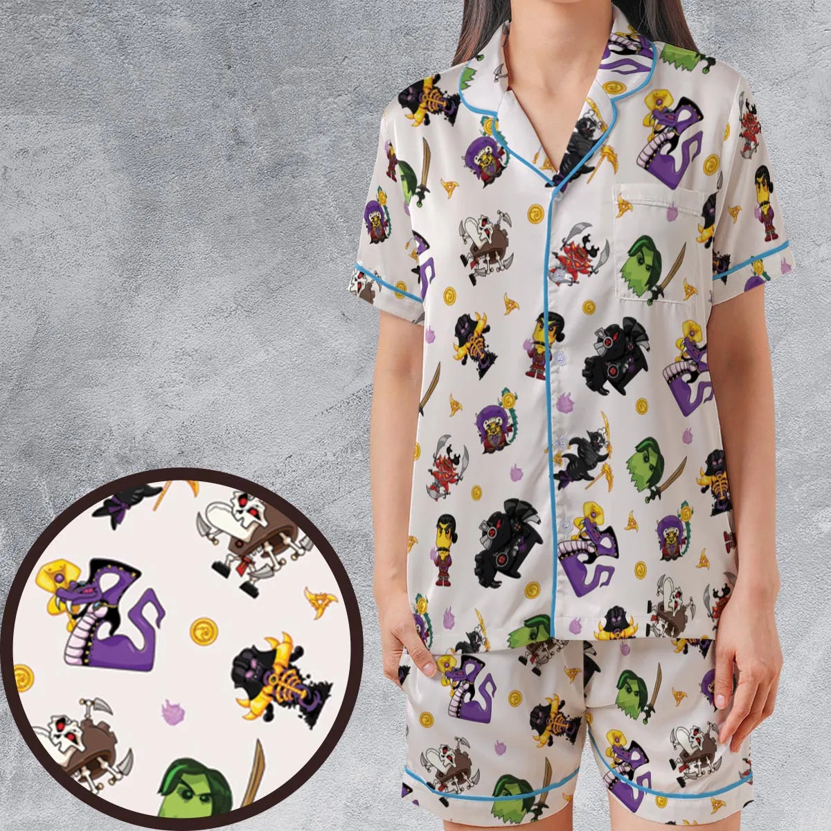 Satin Short-Sleeve Pajamas Set - ANNPPCZL