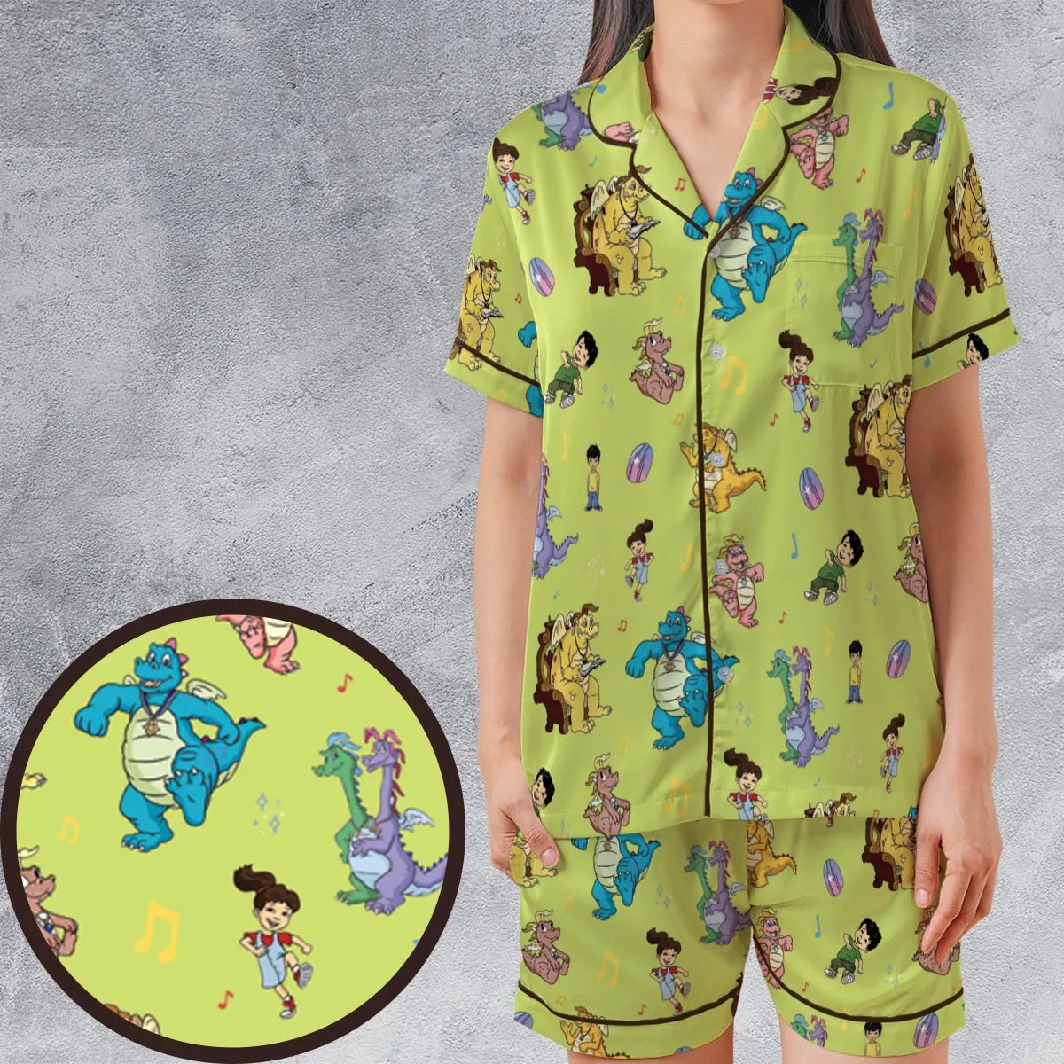 Satin Short-Sleeve Pajamas Set - ZKPM8XRS
