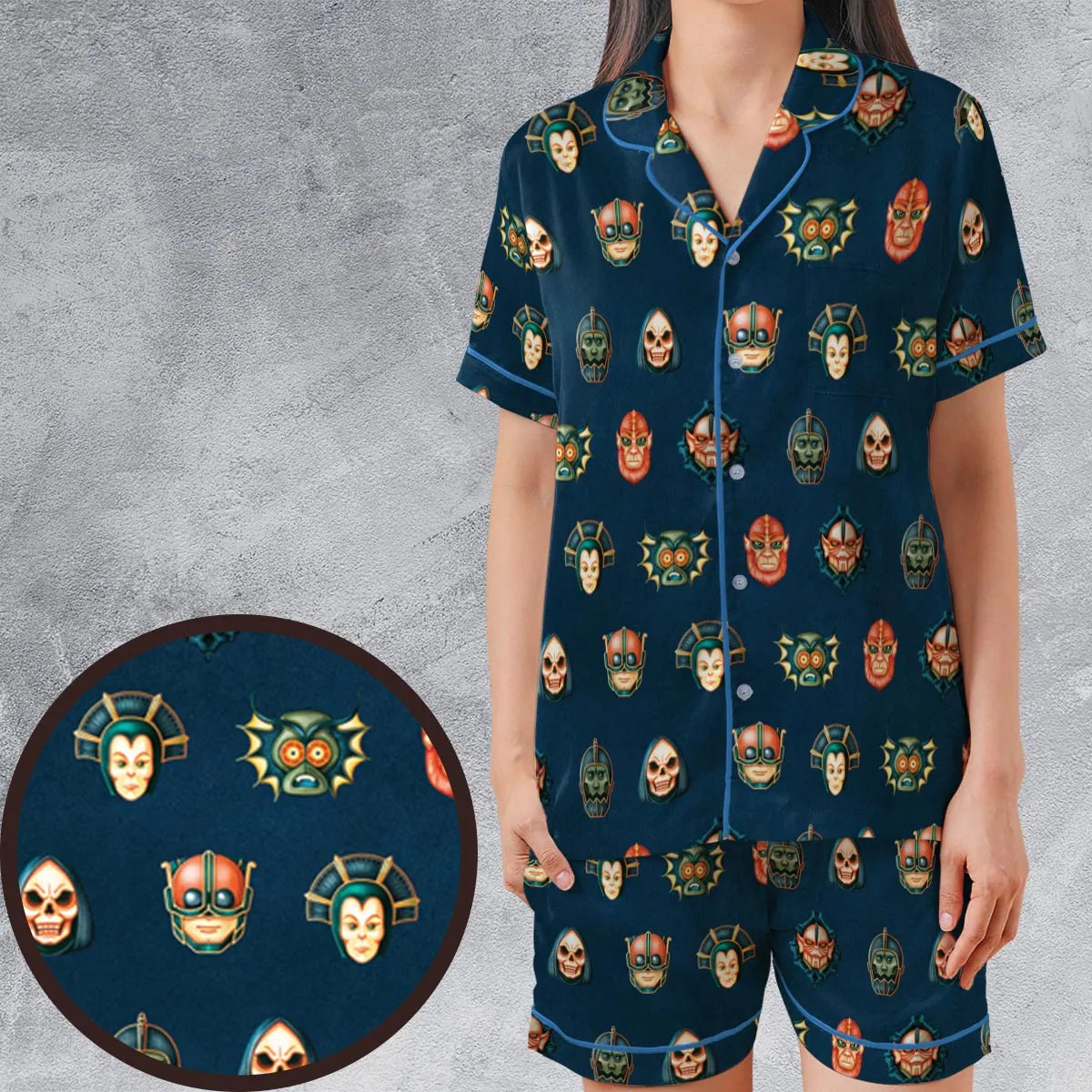 Satin Short-Sleeve Pajamas Set - HEW53W7L