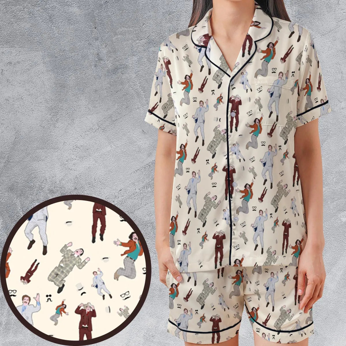 Satin Short-Sleeve Pajamas Set - Z9VFKE5E