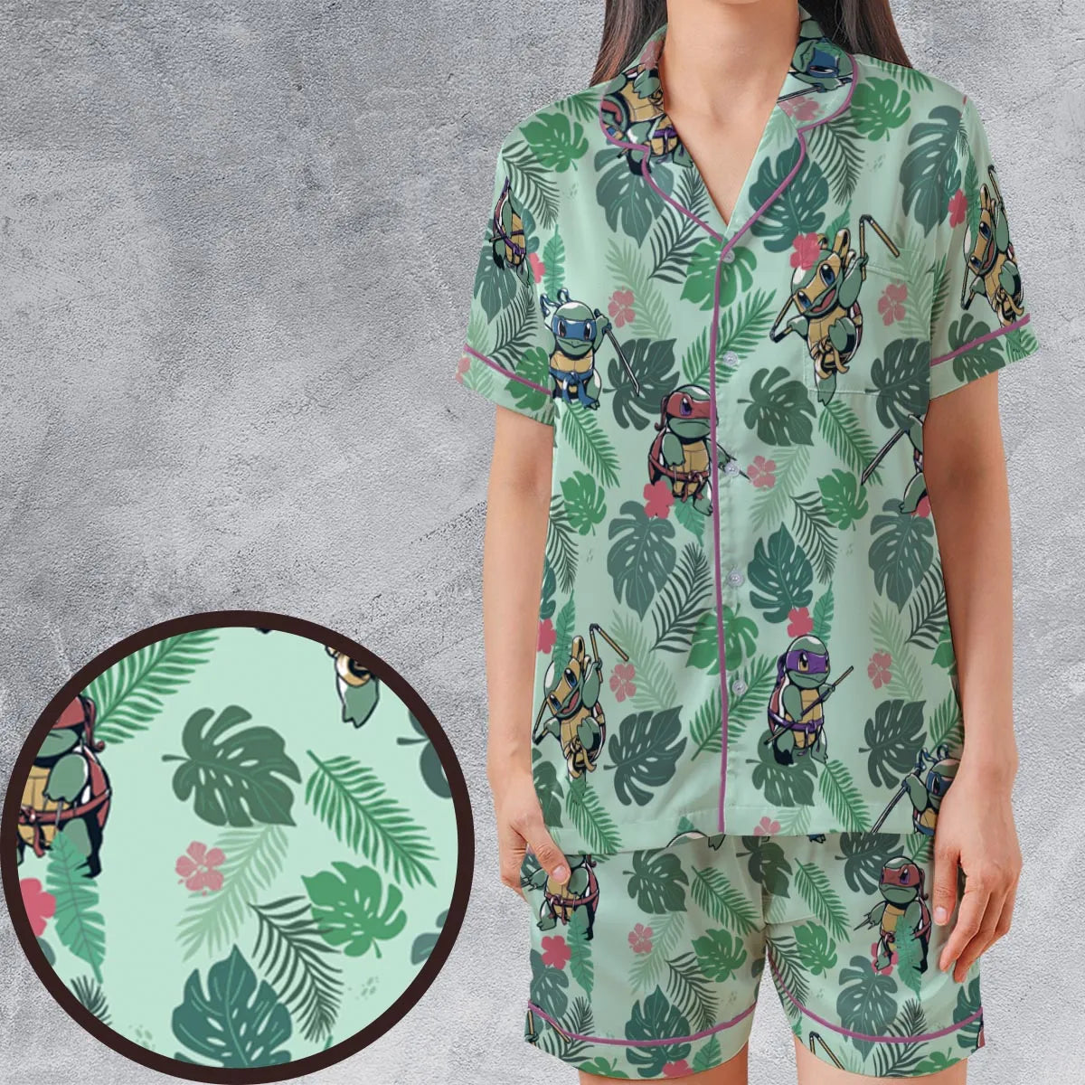 Satin Short-Sleeve Pajamas Set - 4LH4BJS7