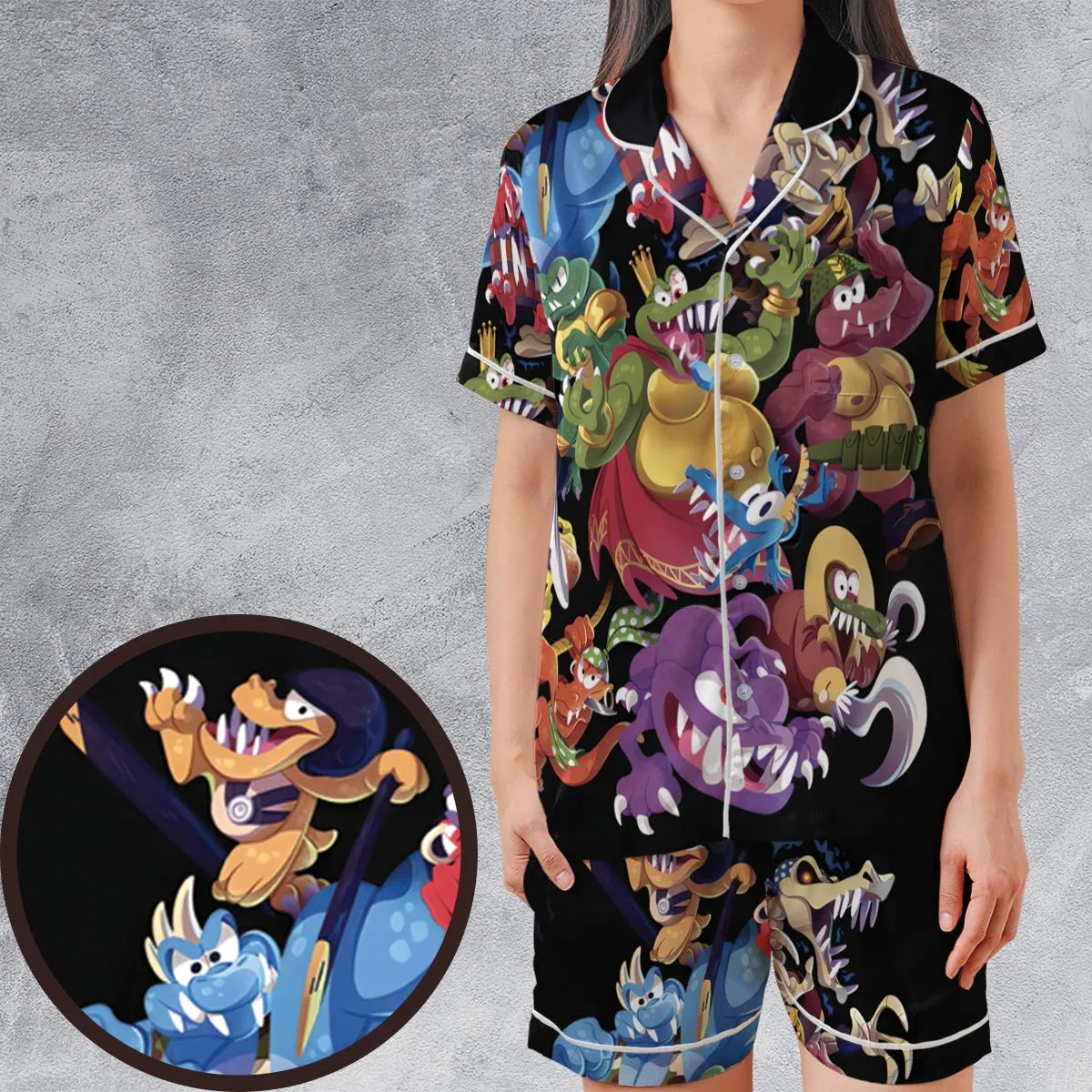 Satin Short-Sleeve Pajamas Set - BA9QM2BU