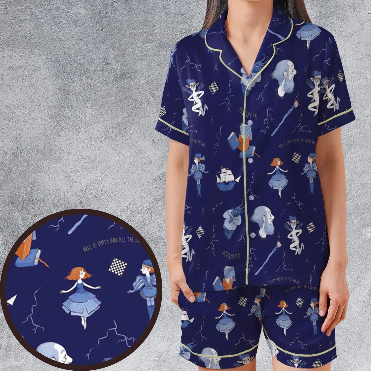 Satin Short-Sleeve Pajamas Set - D57N15KJ